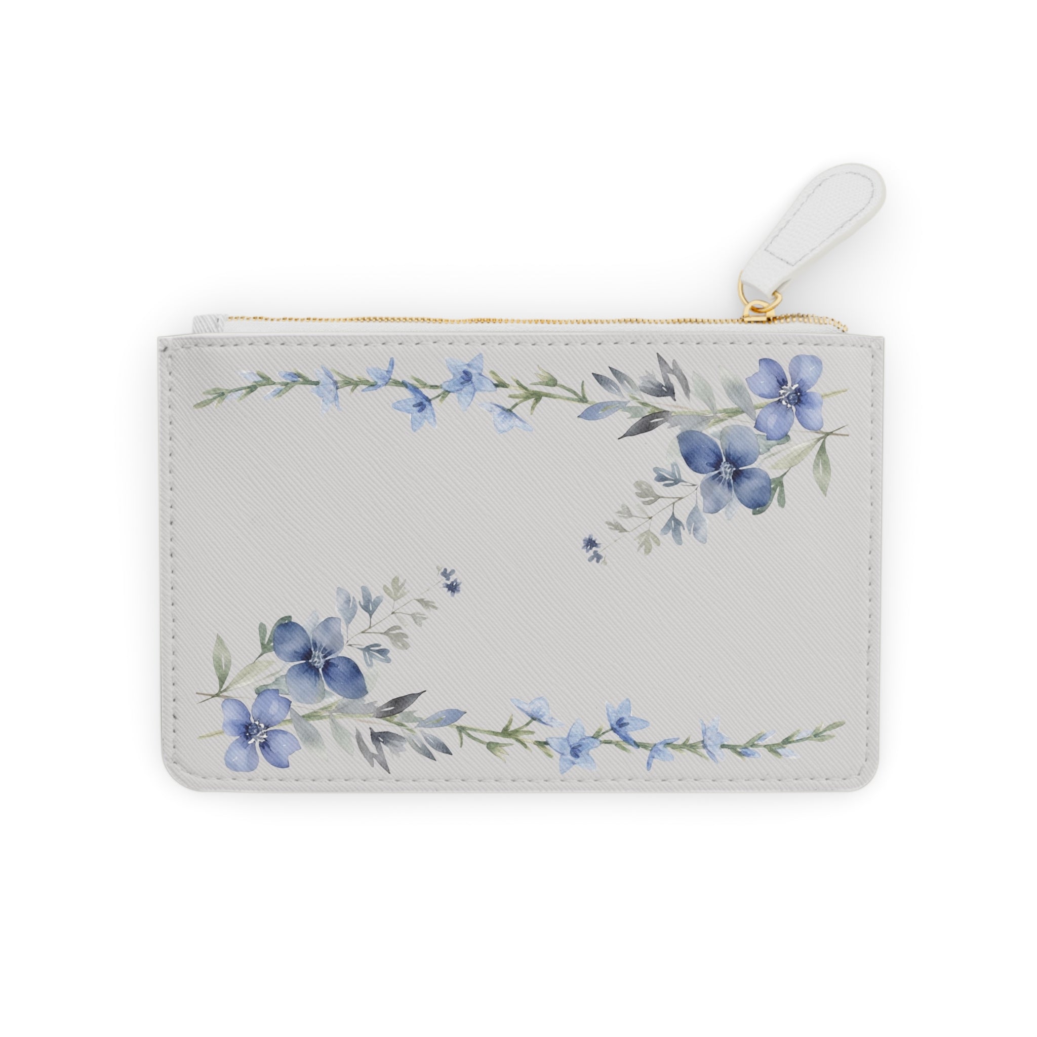 Mini Clutch — Elegant Blue Watercolor Floral