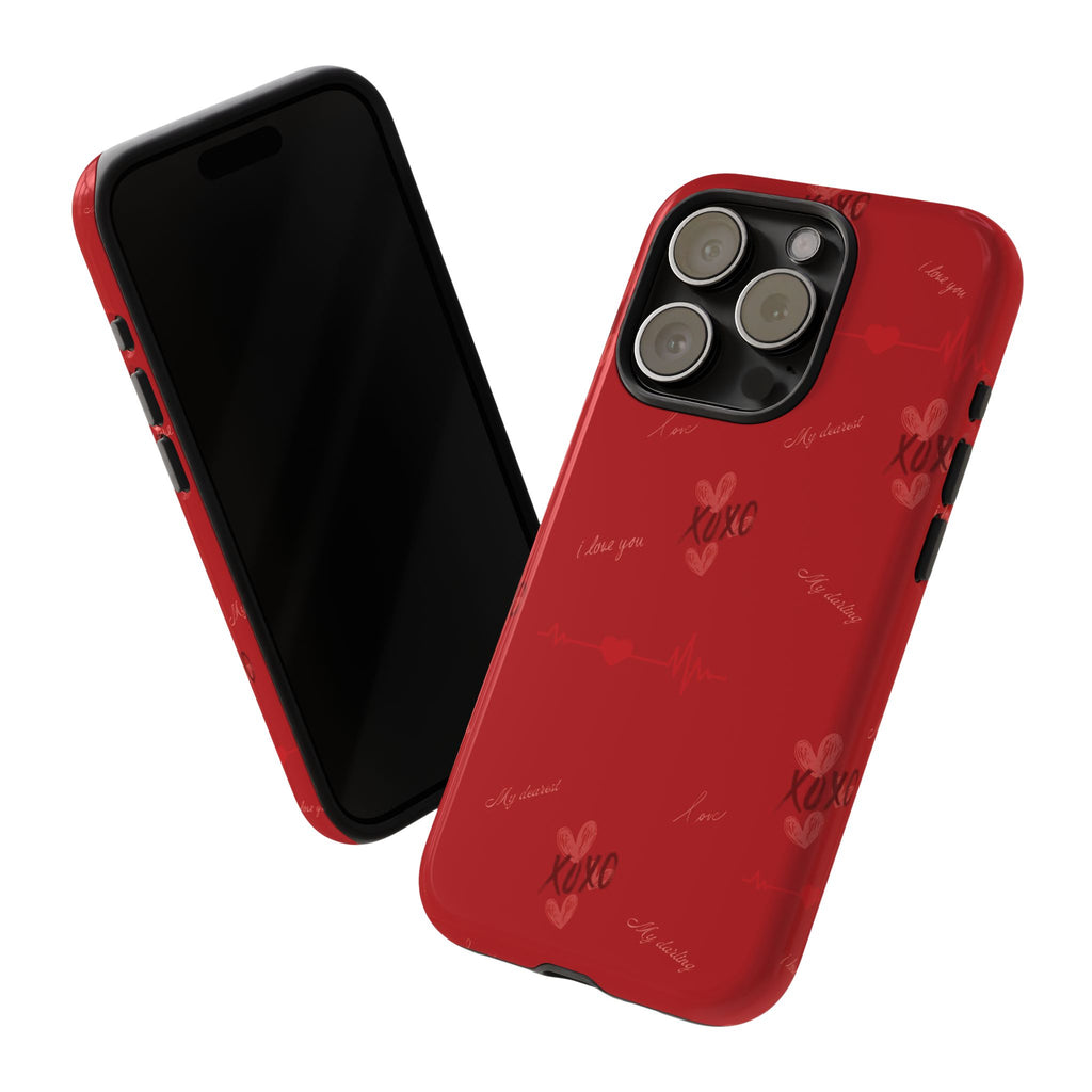 Red Heart Pattern Phone Case