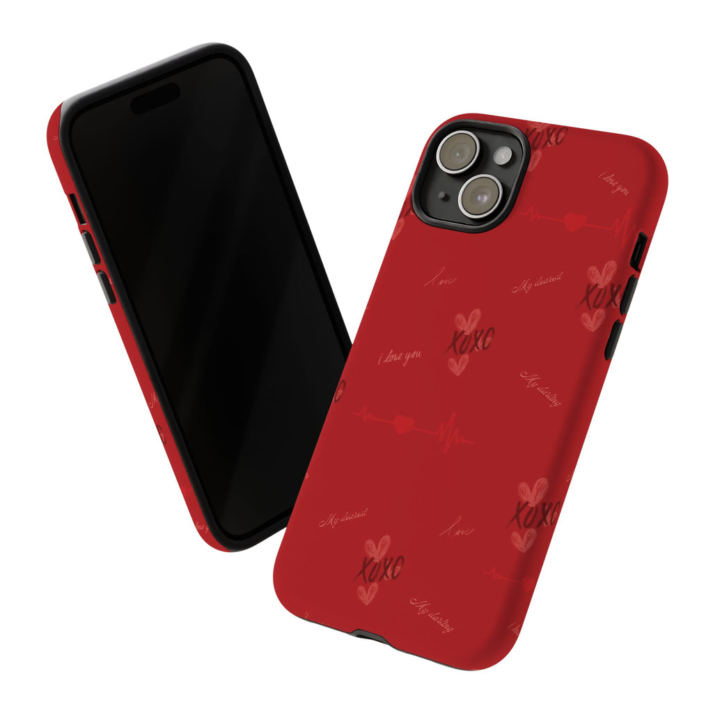 Red Heart Pattern Phone Case