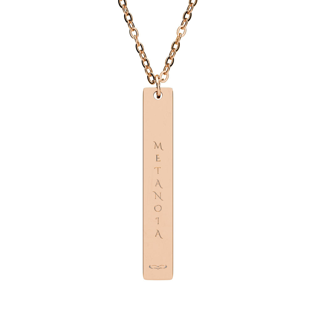 METANOIA Engraved Vertical Bar Necklace