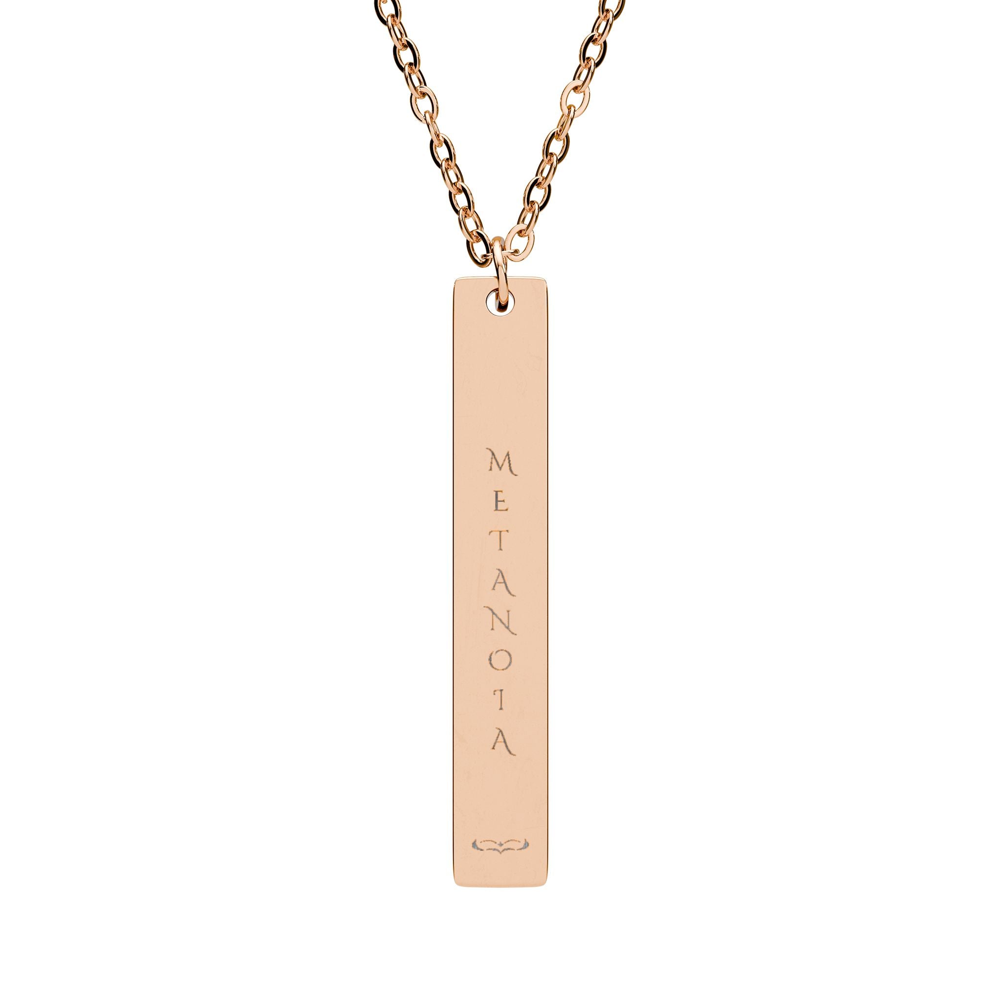METANOIA Engraved Vertical Bar Necklace