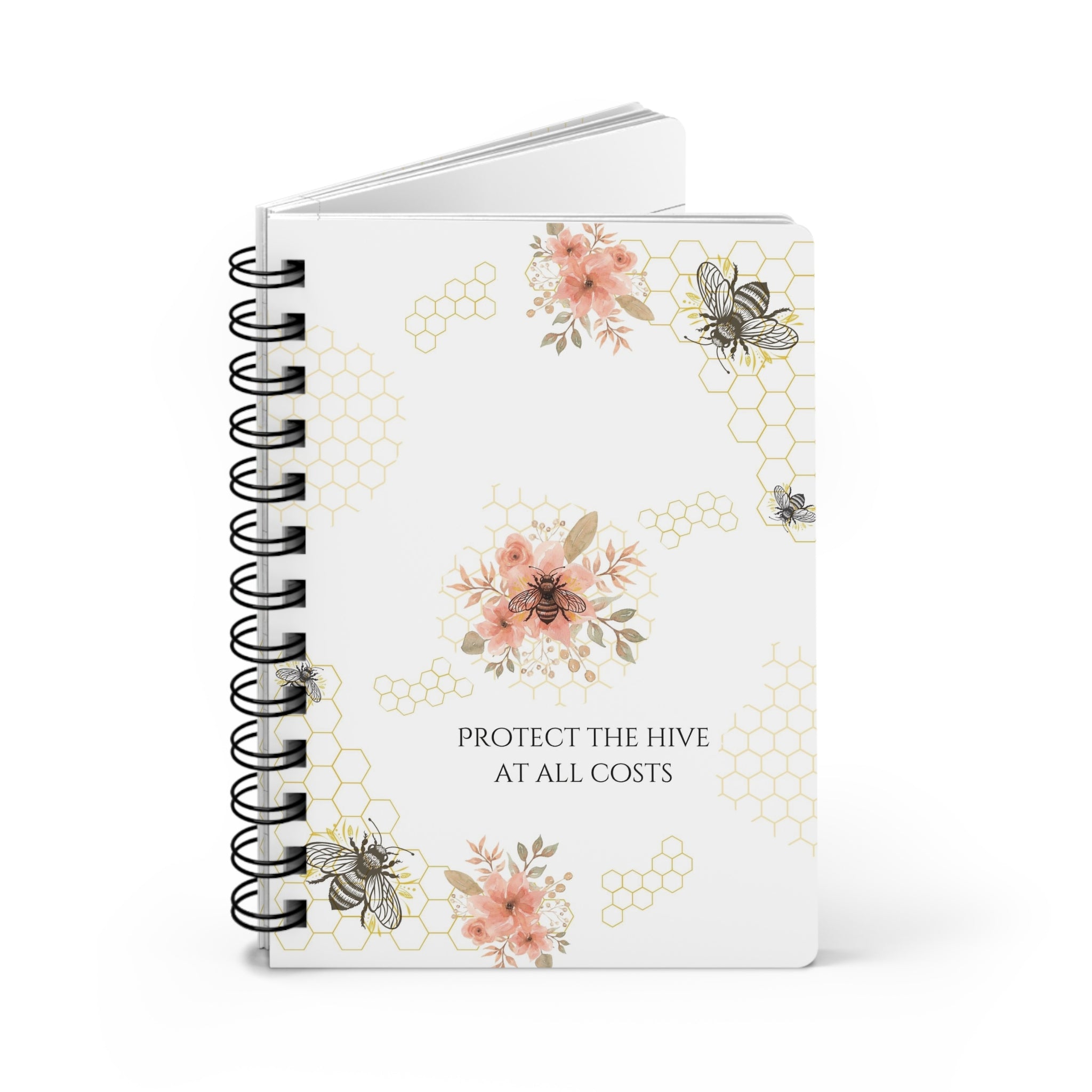 Protect the Hive – Floral Honeycomb Spiral Journal