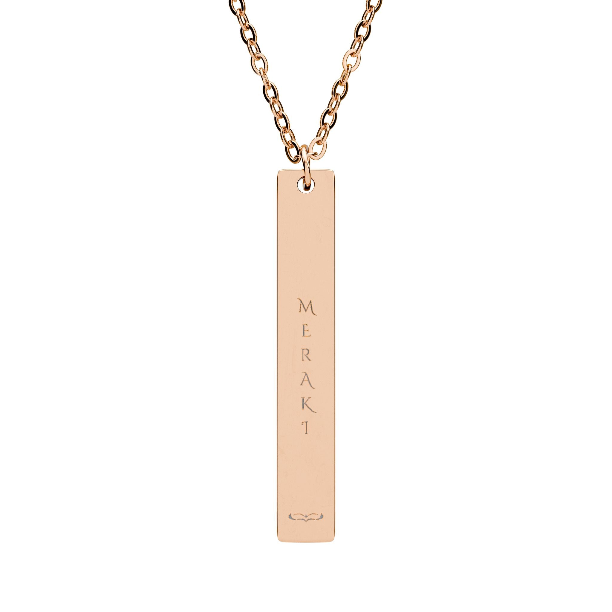 MERAKI Engraved Vertical Bar Necklace