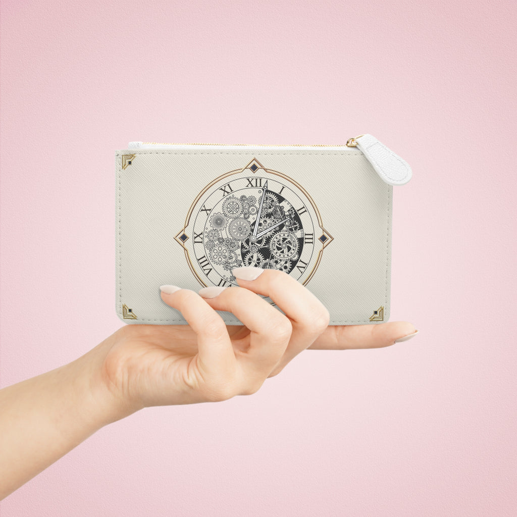 Steampunk Gear Clock Mini Clutch Bag — Vintage Mechanical Timepiece Wristlet