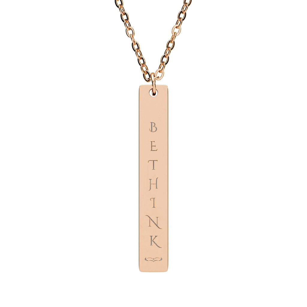 BETHINK Engraved Vertical Bar Necklace