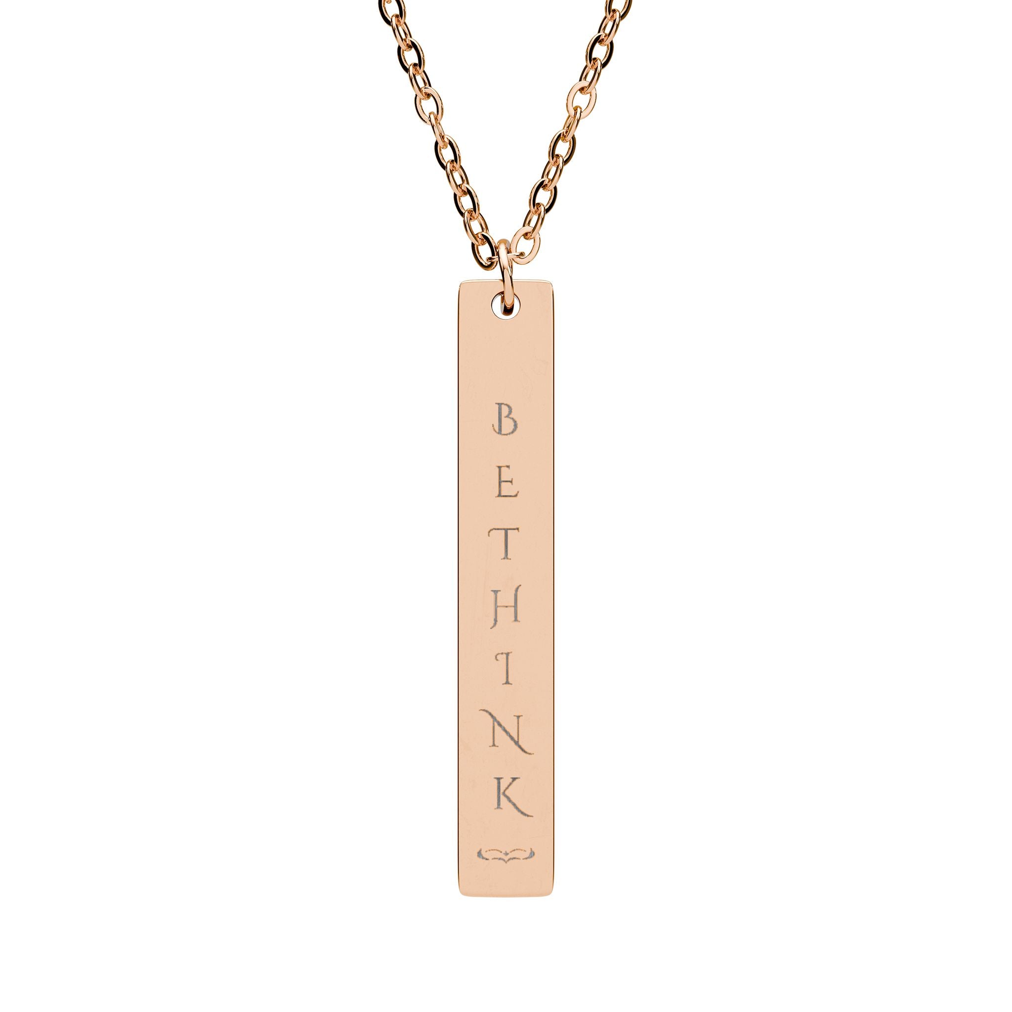 BETHINK Engraved Vertical Bar Necklace