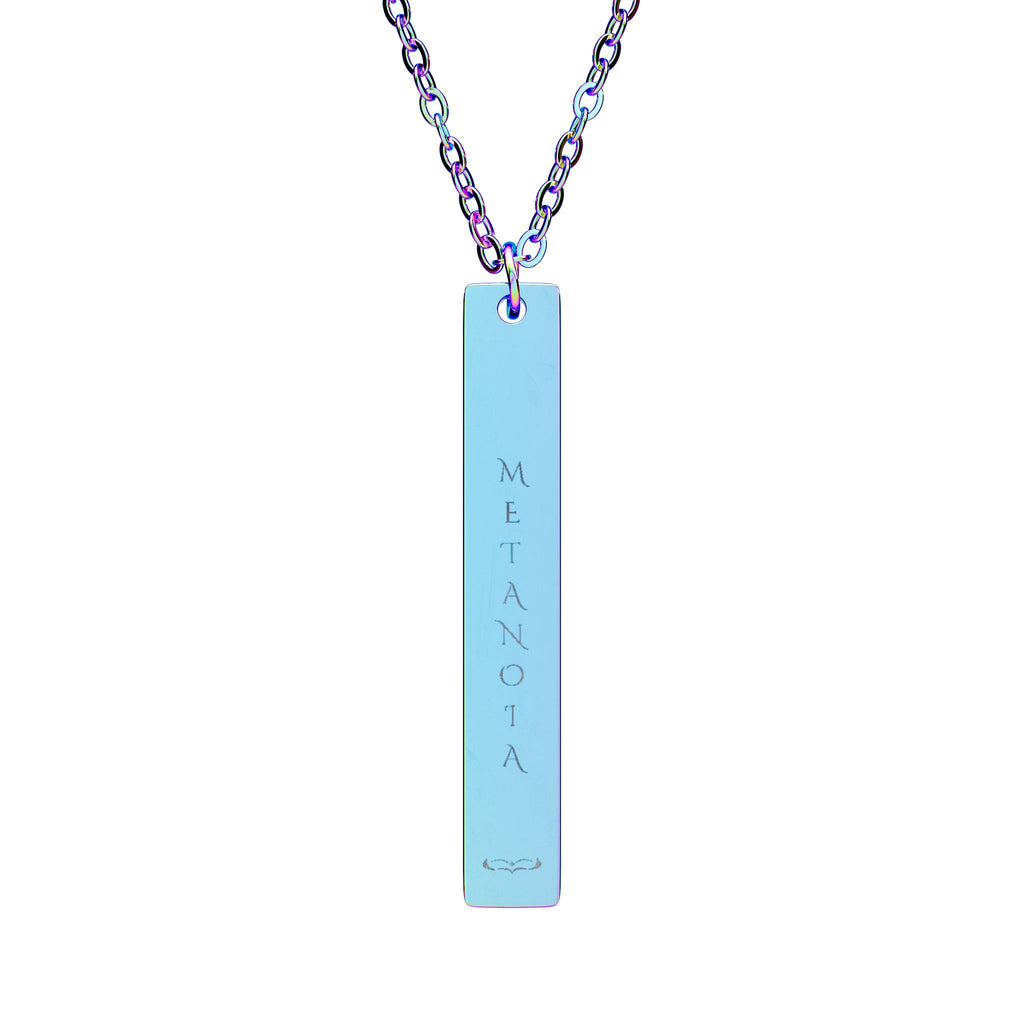 METANOIA Engraved Vertical Bar Necklace