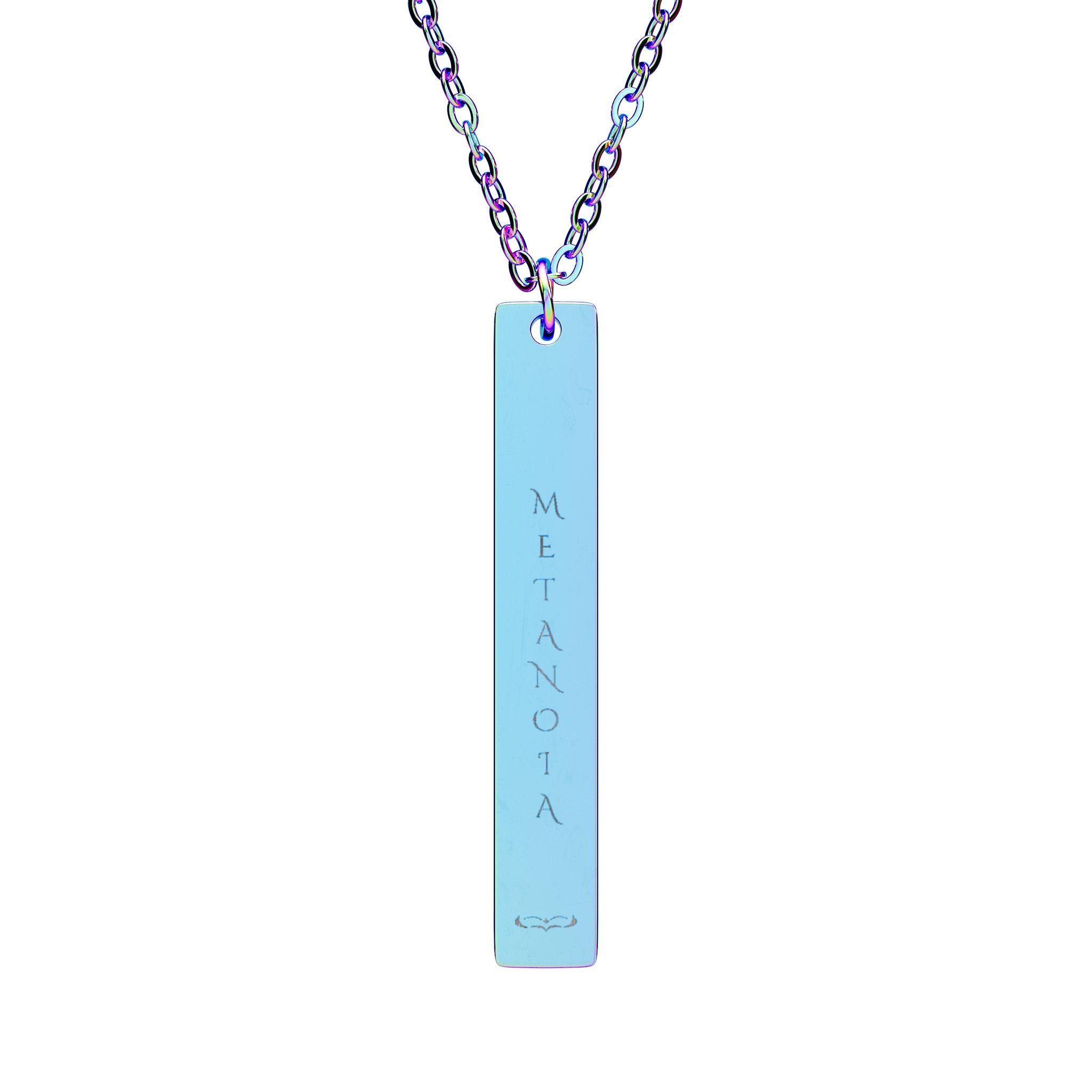 METANOIA Engraved Vertical Bar Necklace