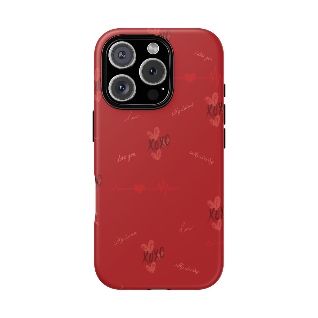 Red Heart Pattern Phone Case