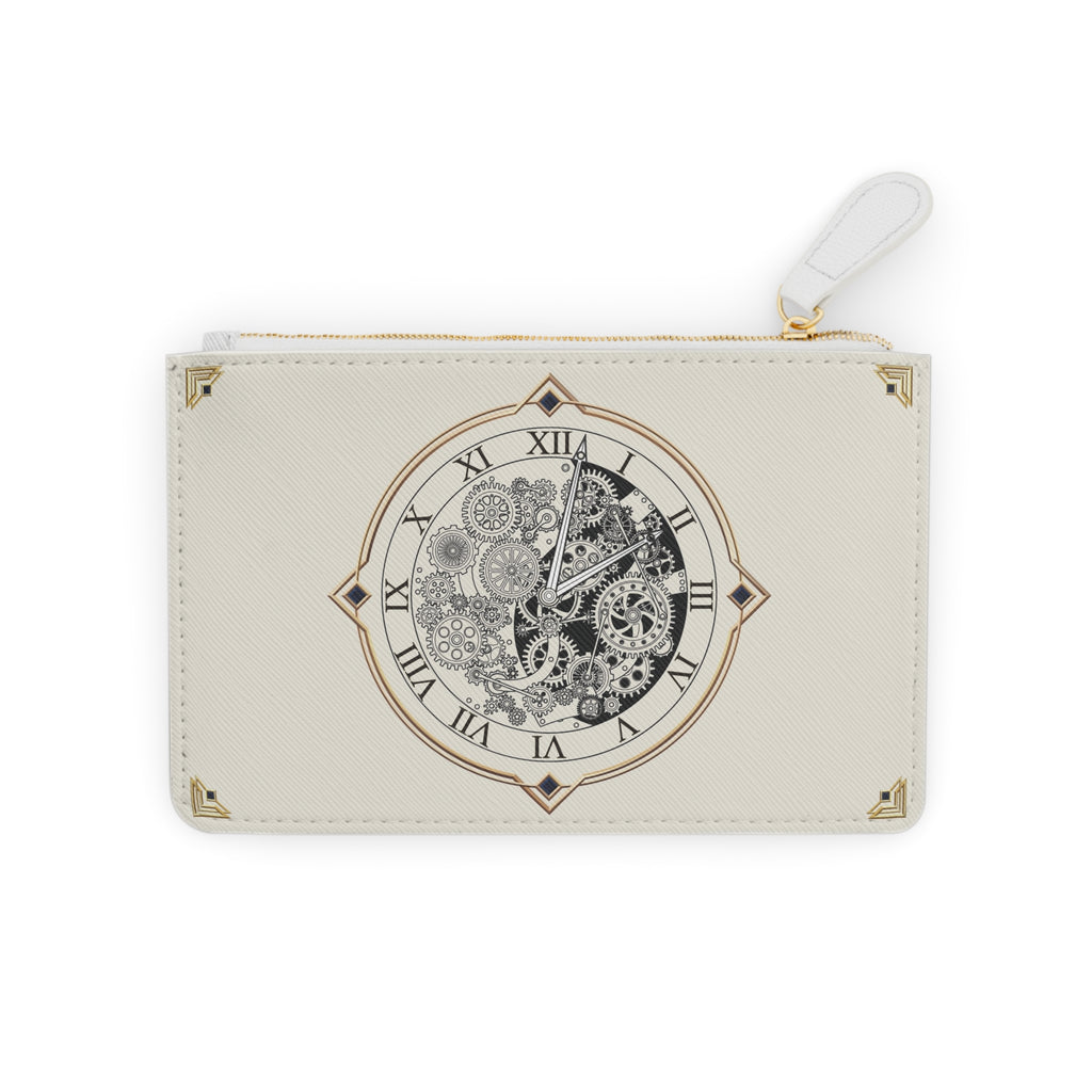 Steampunk Gear Clock Mini Clutch Bag — Vintage Mechanical Timepiece Wristlet