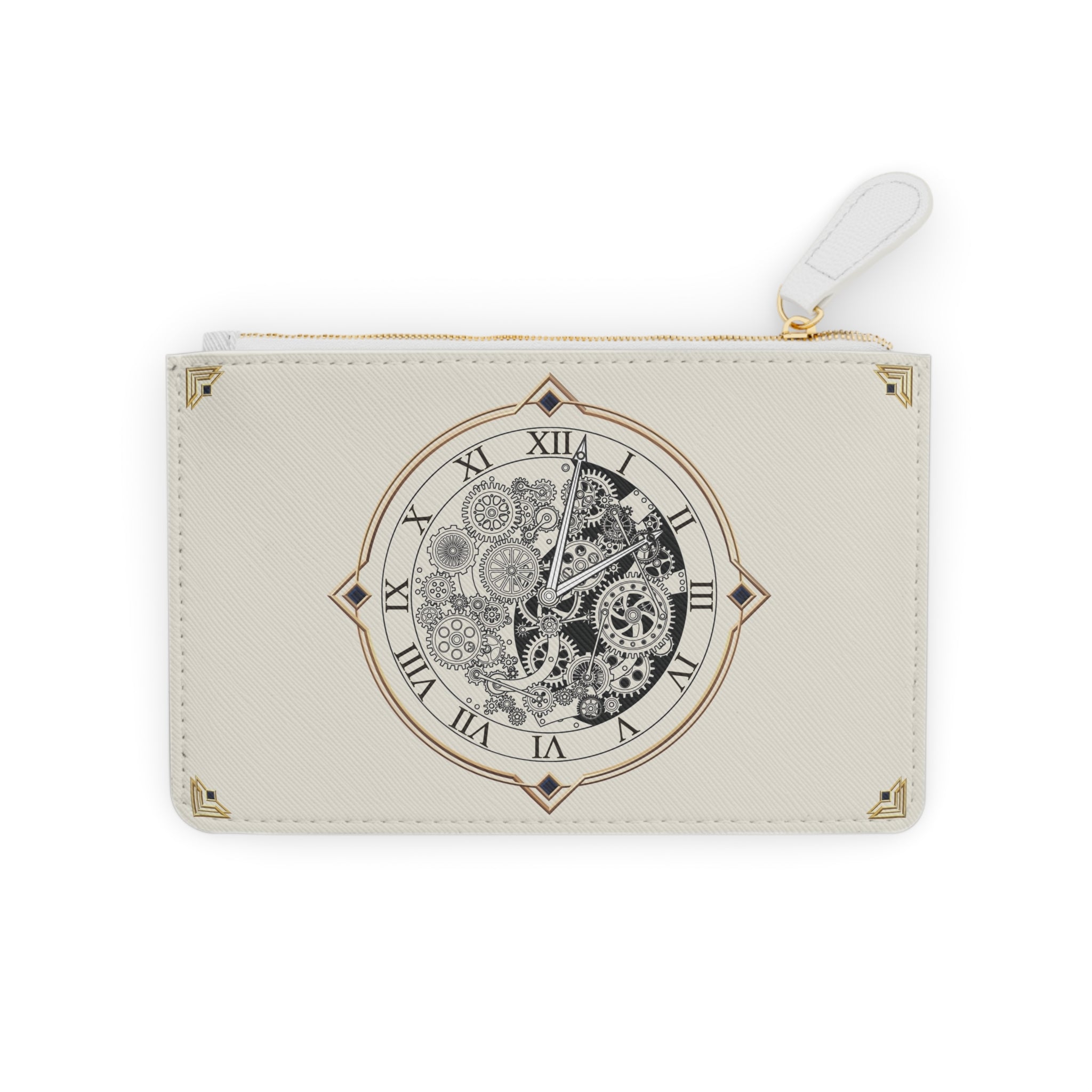 Steampunk Gear Clock Mini Clutch Bag — Vintage Mechanical Timepiece Wristlet