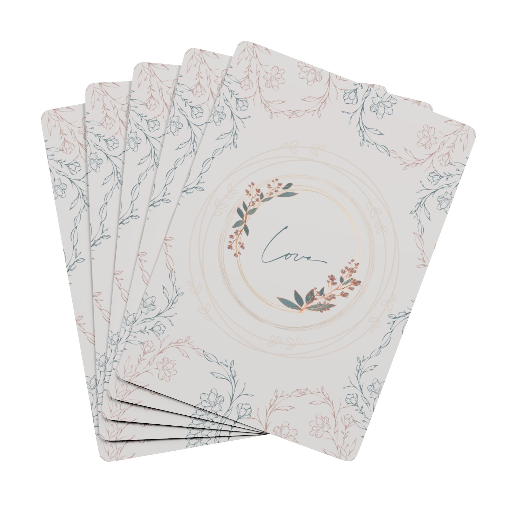 Floral 'Love' Playing Cards – Elegant Wedding & Romantic Game Deck