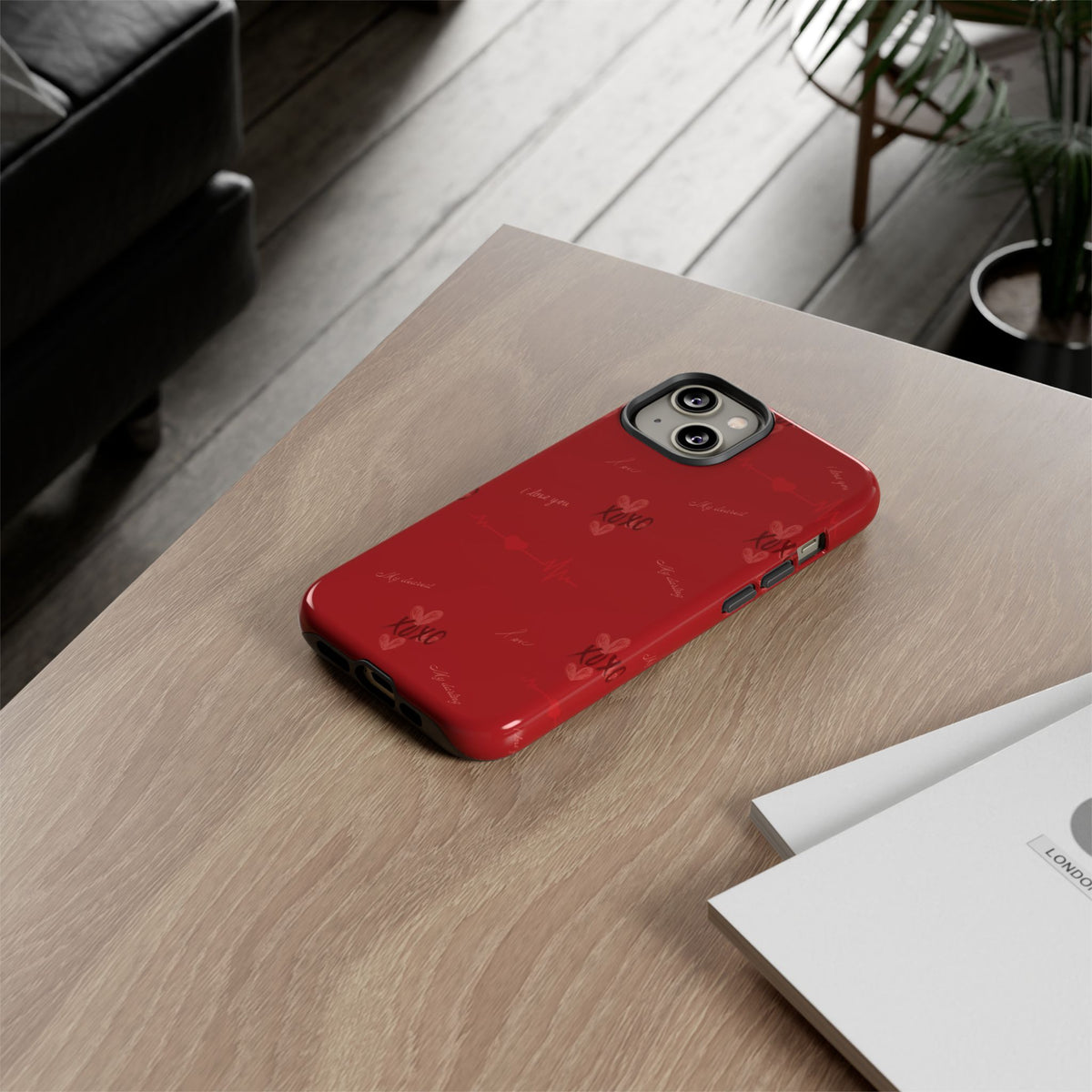 Red Heart Pattern Phone Case