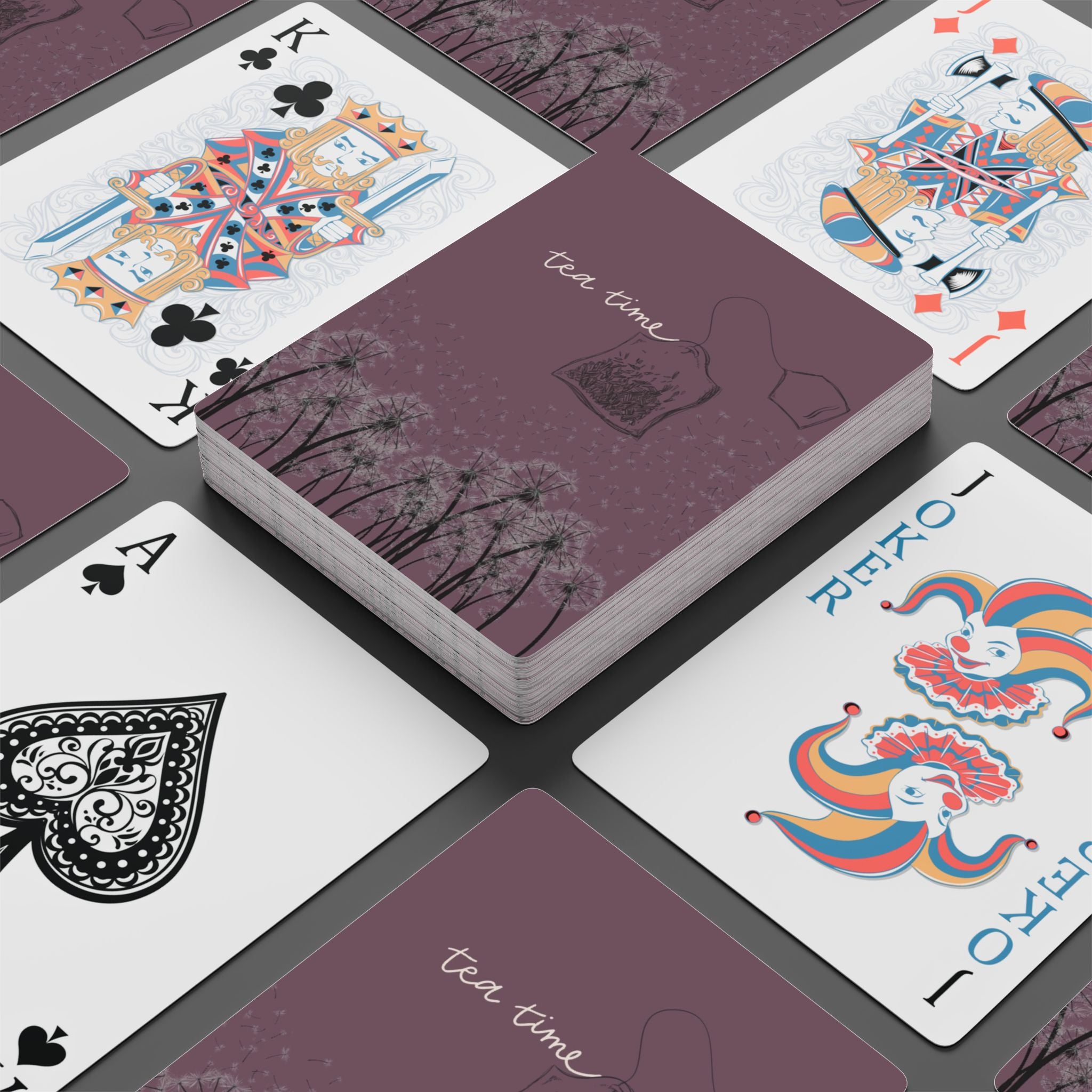 Tea Time Playing Cards — Floral Dandelion Design