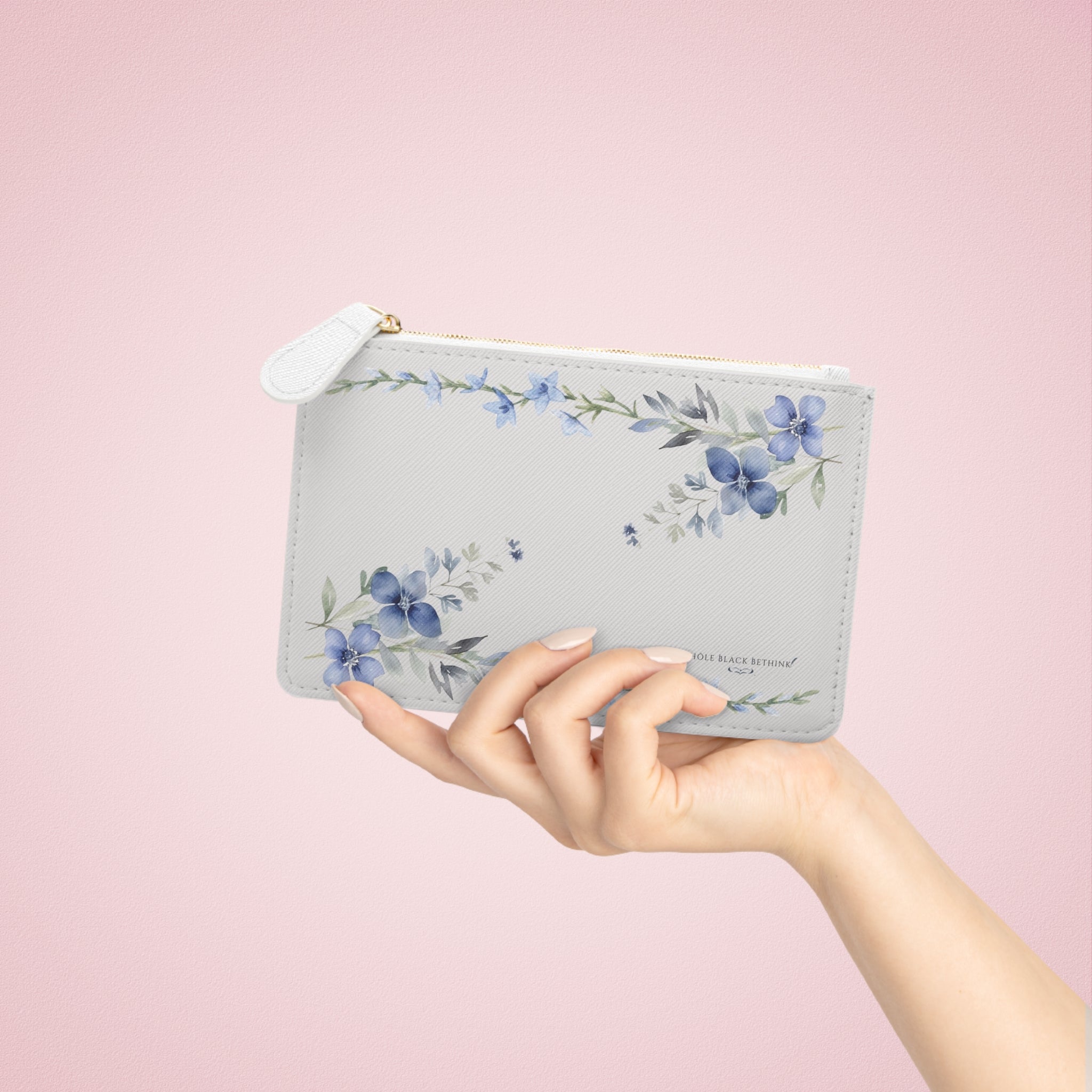 Mini Clutch — Elegant Blue Watercolor Floral