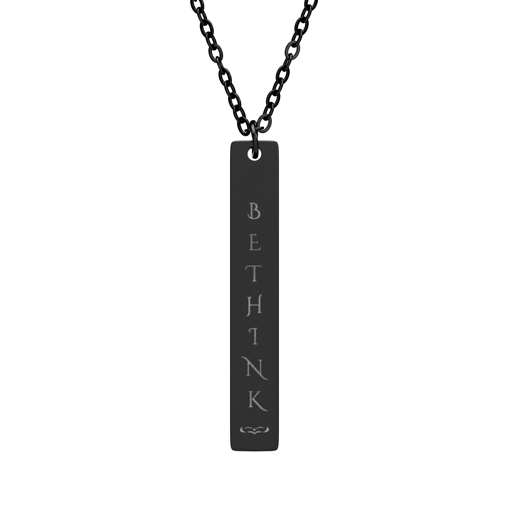 BETHINK Engraved Vertical Bar Necklace