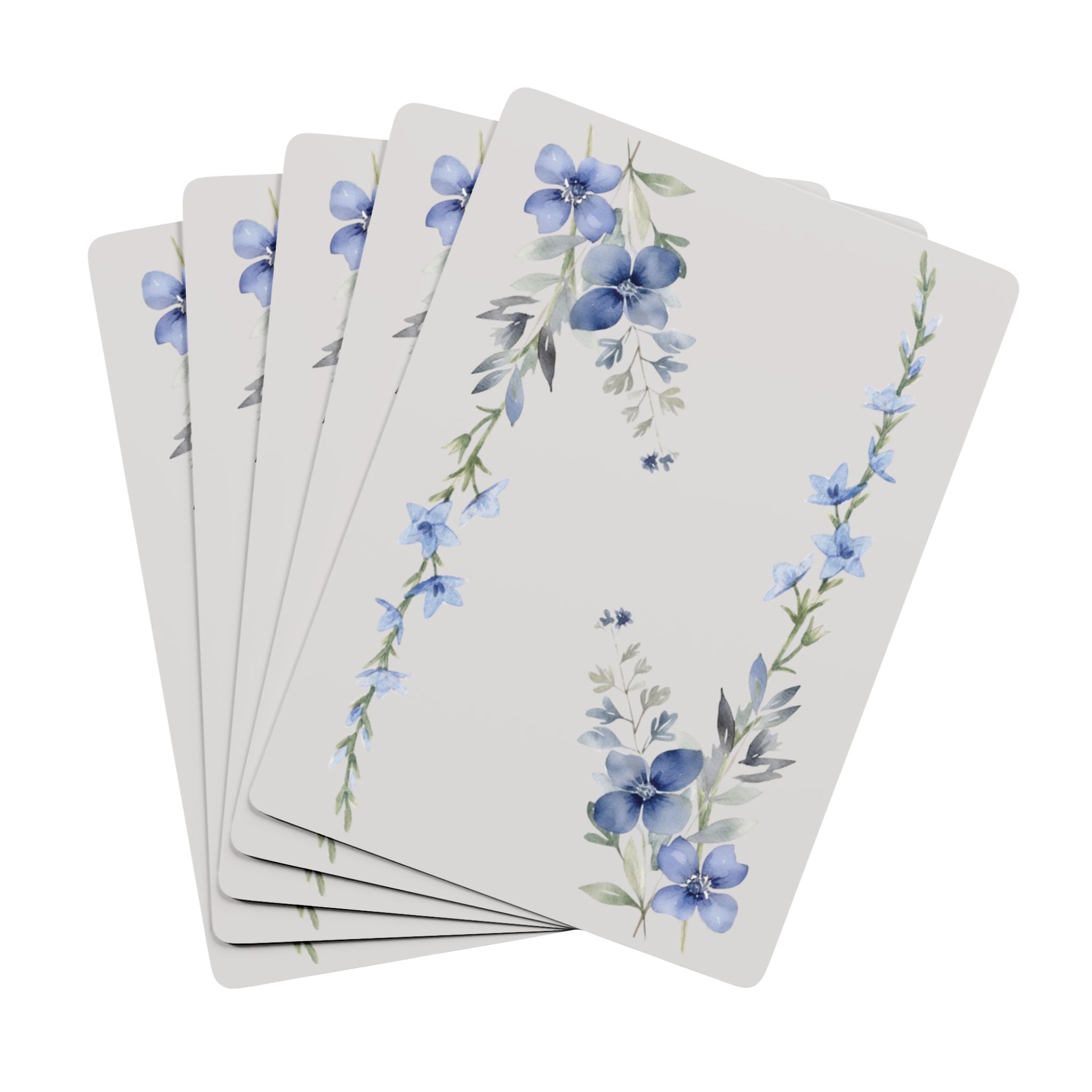Blue Floral Playing Cards — Elegant Botanical Card Deck