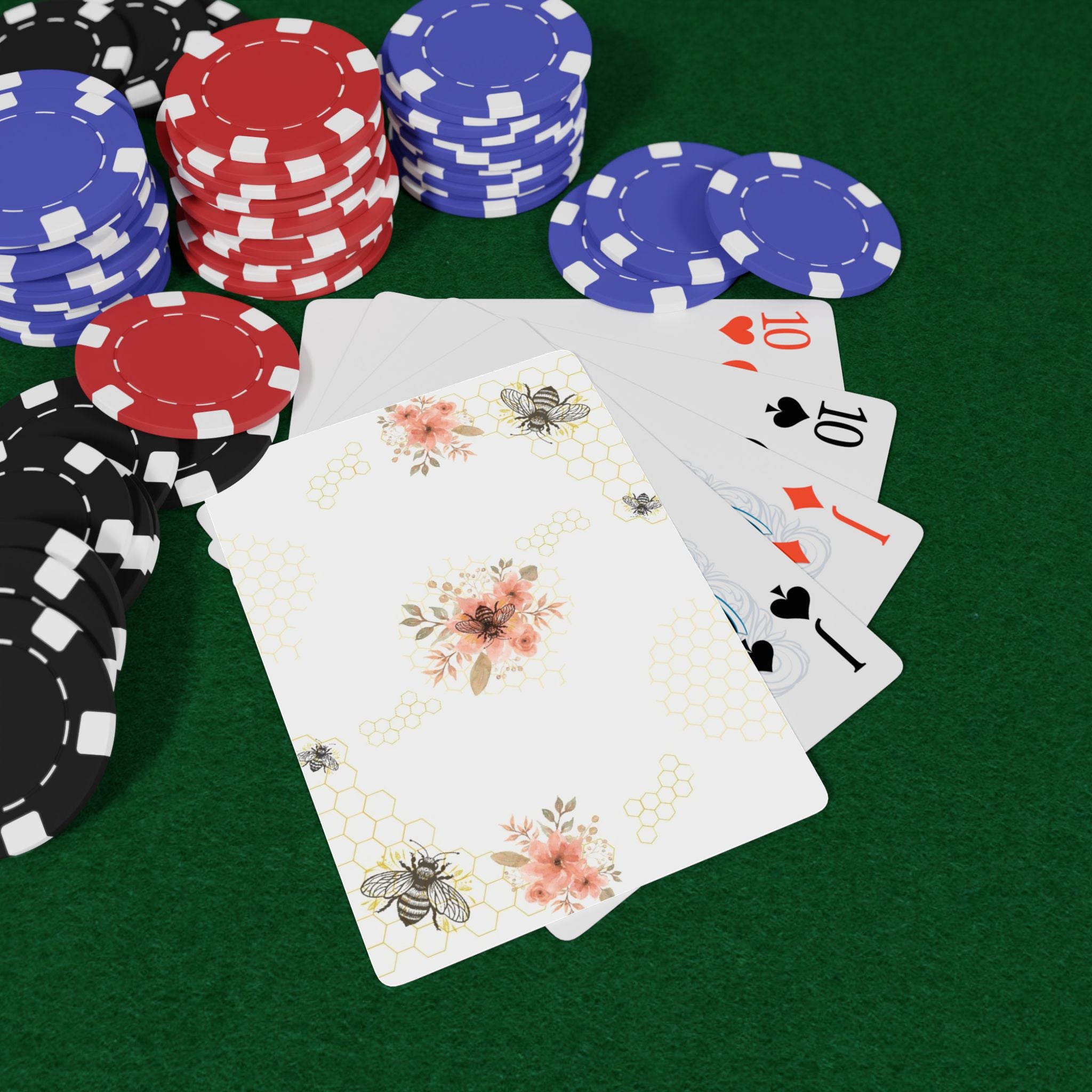 Floral Bee Playing Cards – Elegant Floral Card Deck