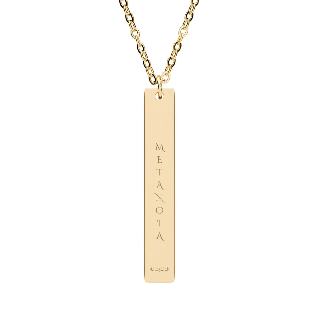 METANOIA Engraved Vertical Bar Necklace