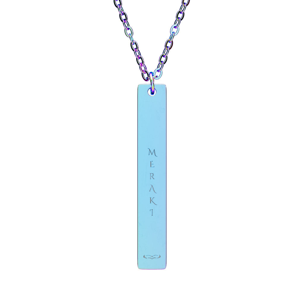 MERAKI Engraved Vertical Bar Necklace
