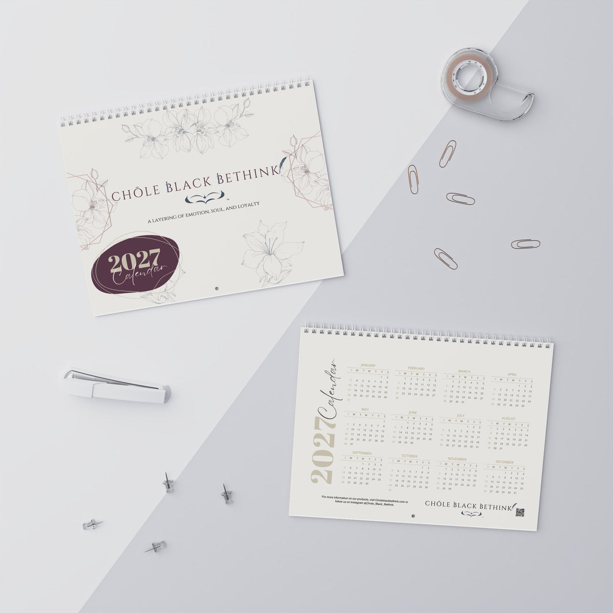 2027 Bethink Wall Calendar — Monthly Planner with Notes