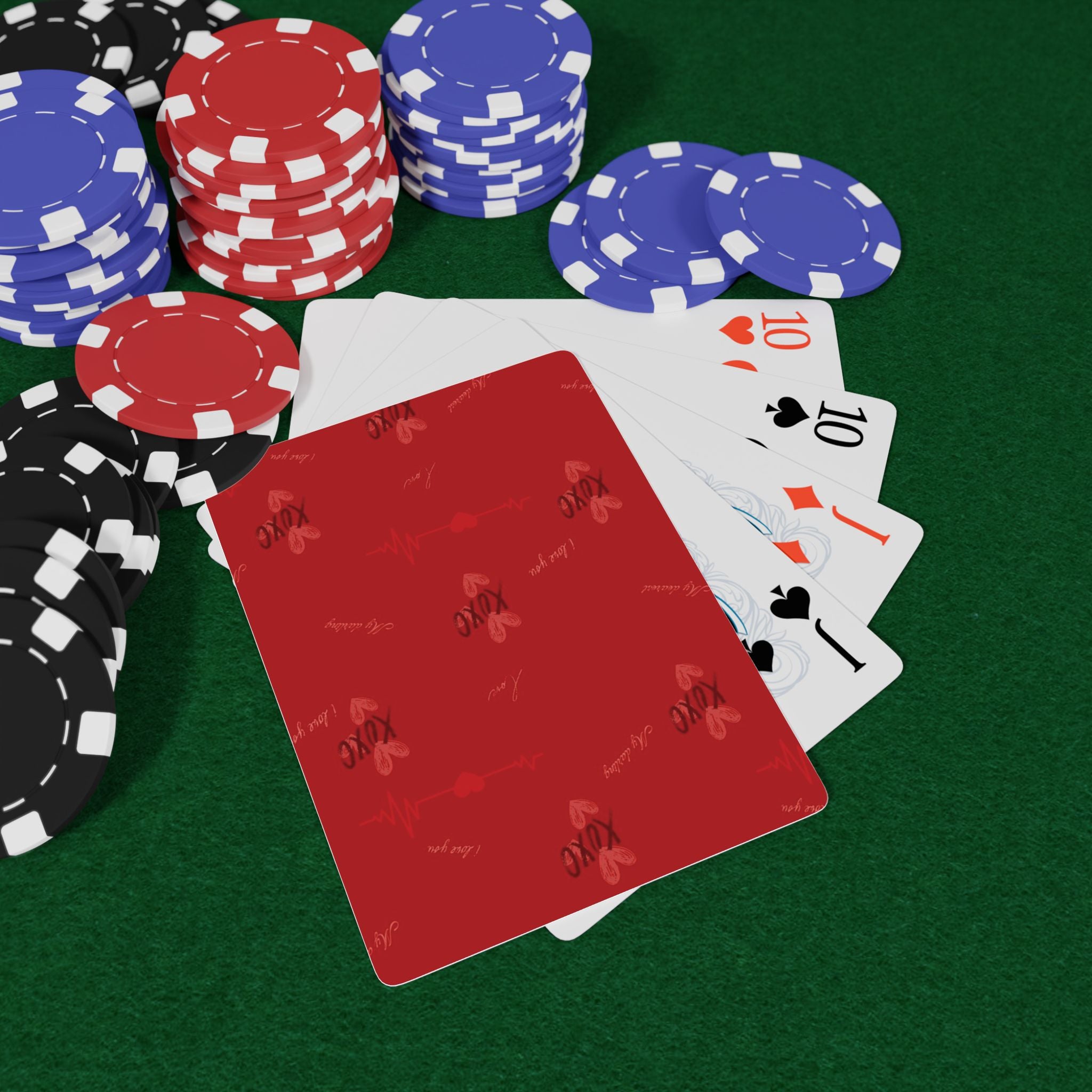 Red Love Playing Cards — Romantic Card Deck