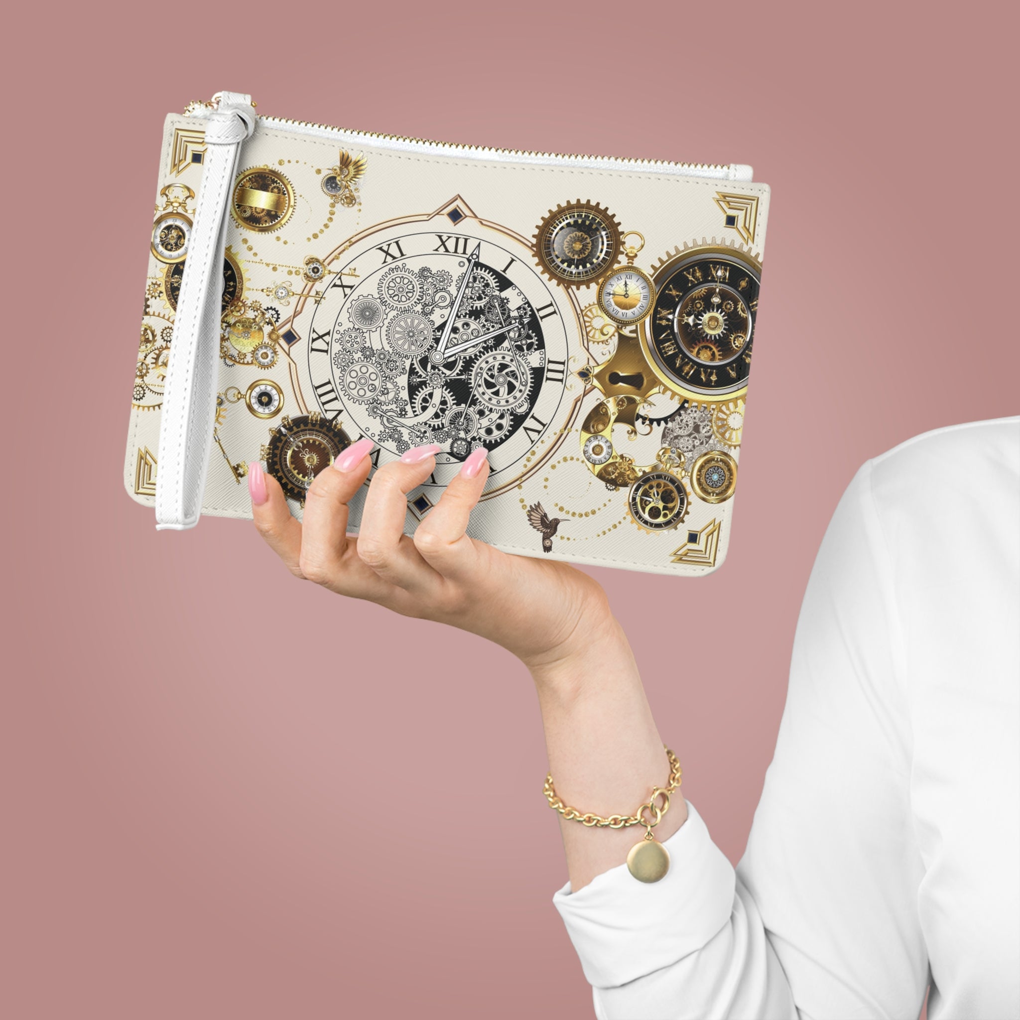 Wristlet Bag — Steampunk Gear Clock