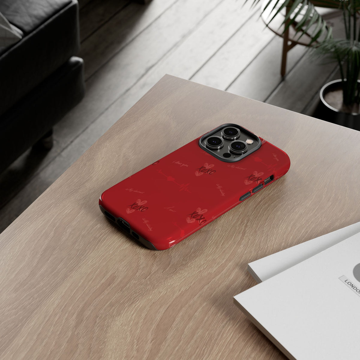 Red Heart Pattern Phone Case
