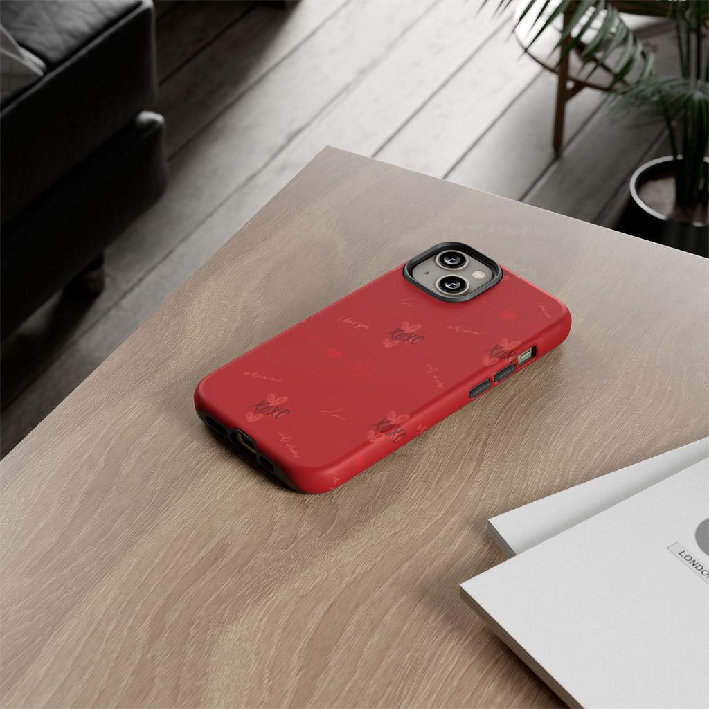 Red Heart Pattern Phone Case