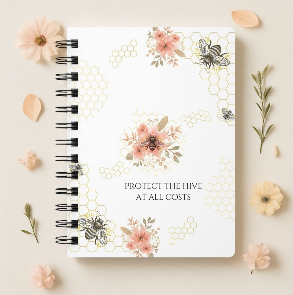 Protect the Hive – Floral Honeycomb Spiral Journal