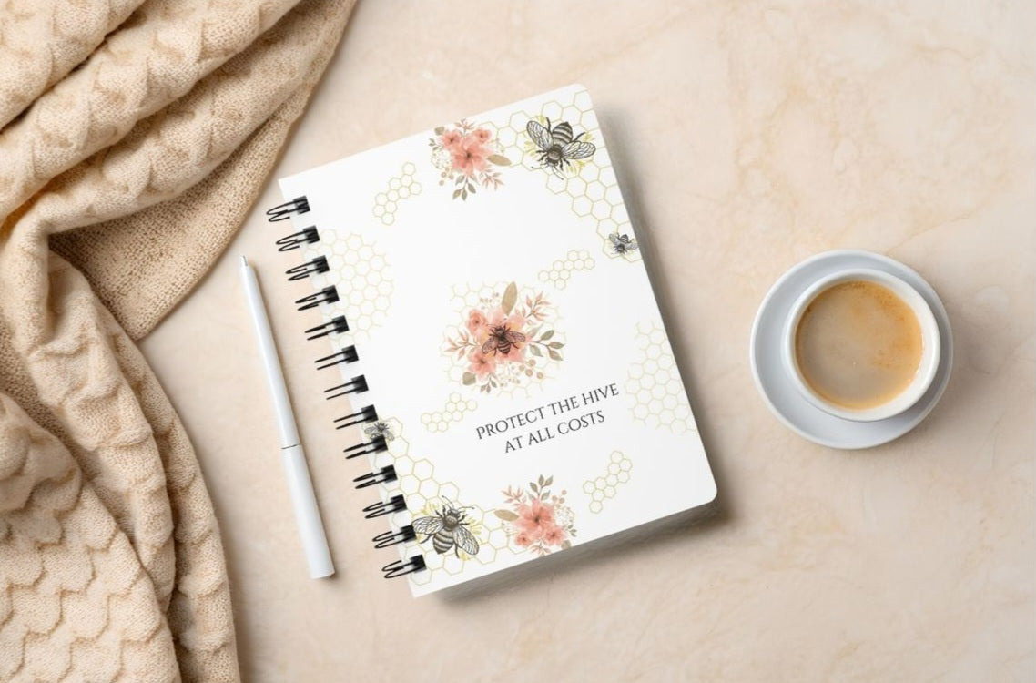 Protect the Hive – Floral Honeycomb Spiral Journal