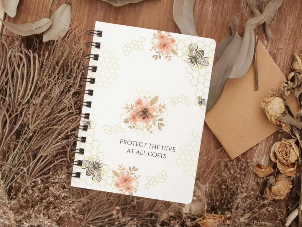 Protect the Hive – Floral Honeycomb Spiral Journal