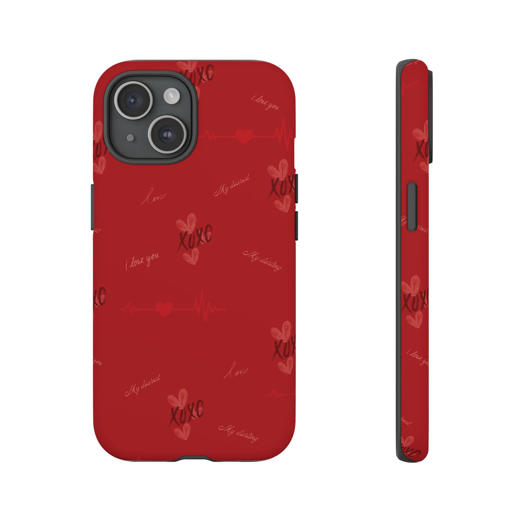 Red Heart Pattern Phone Case
