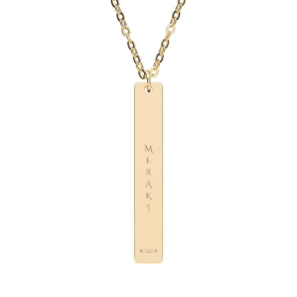 MERAKI Engraved Vertical Bar Necklace