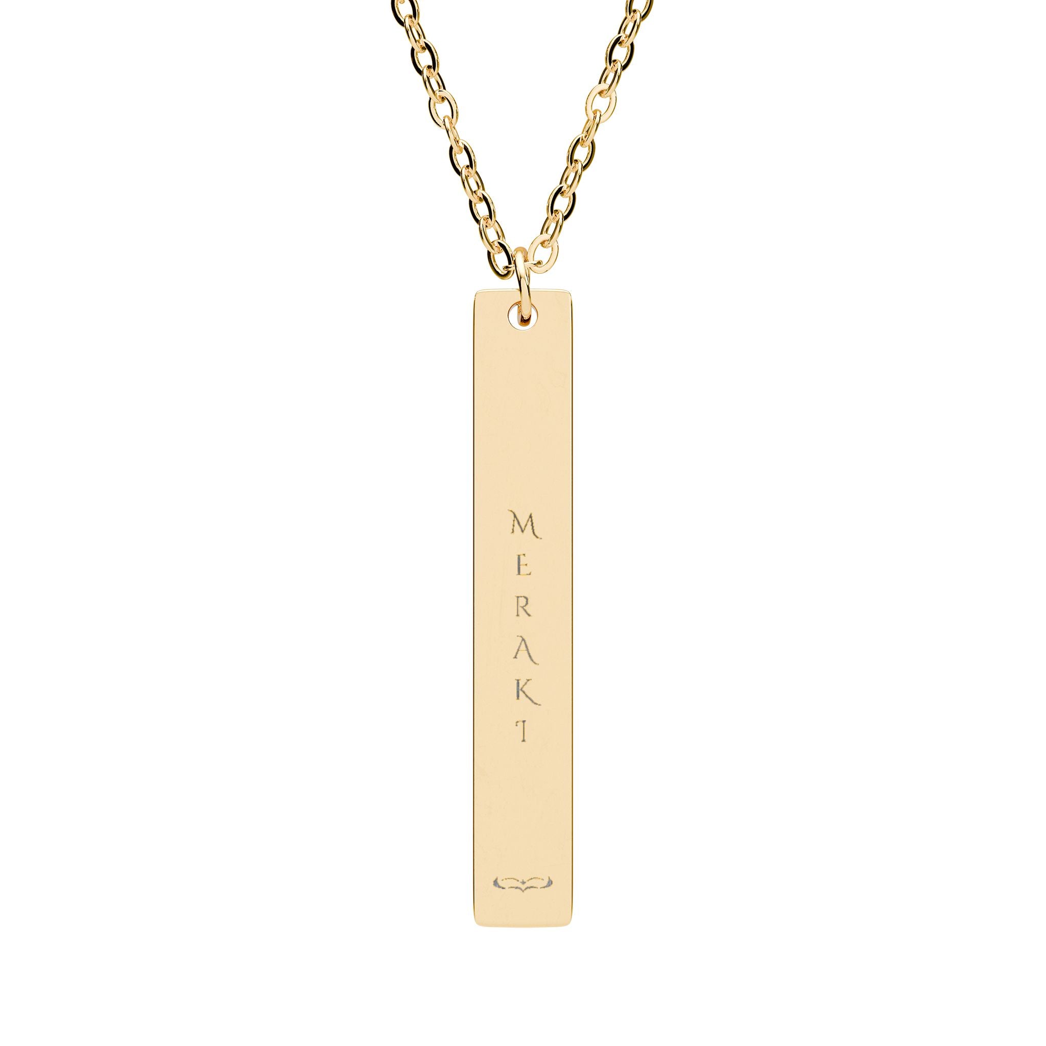 MERAKI Engraved Vertical Bar Necklace