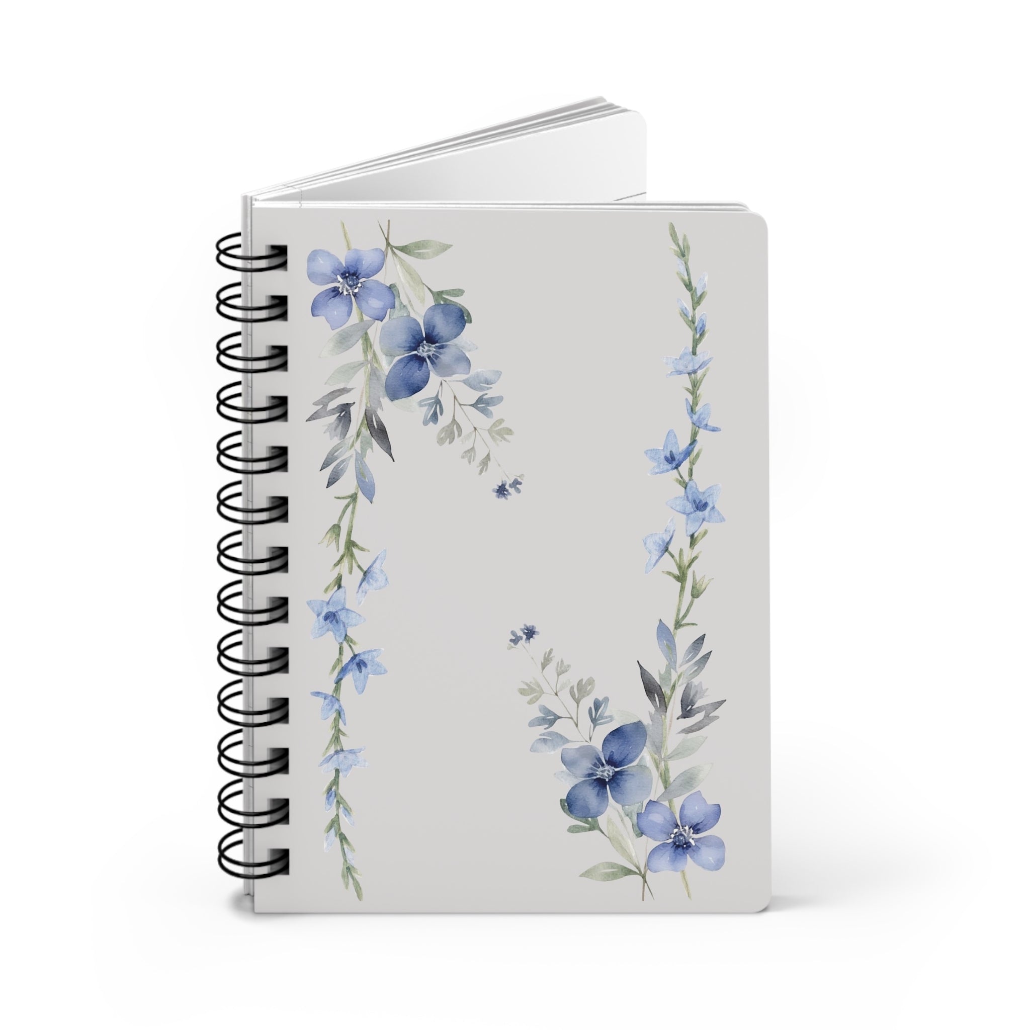 Petal Wash In Bloom - Blue Floral Spiral Journal