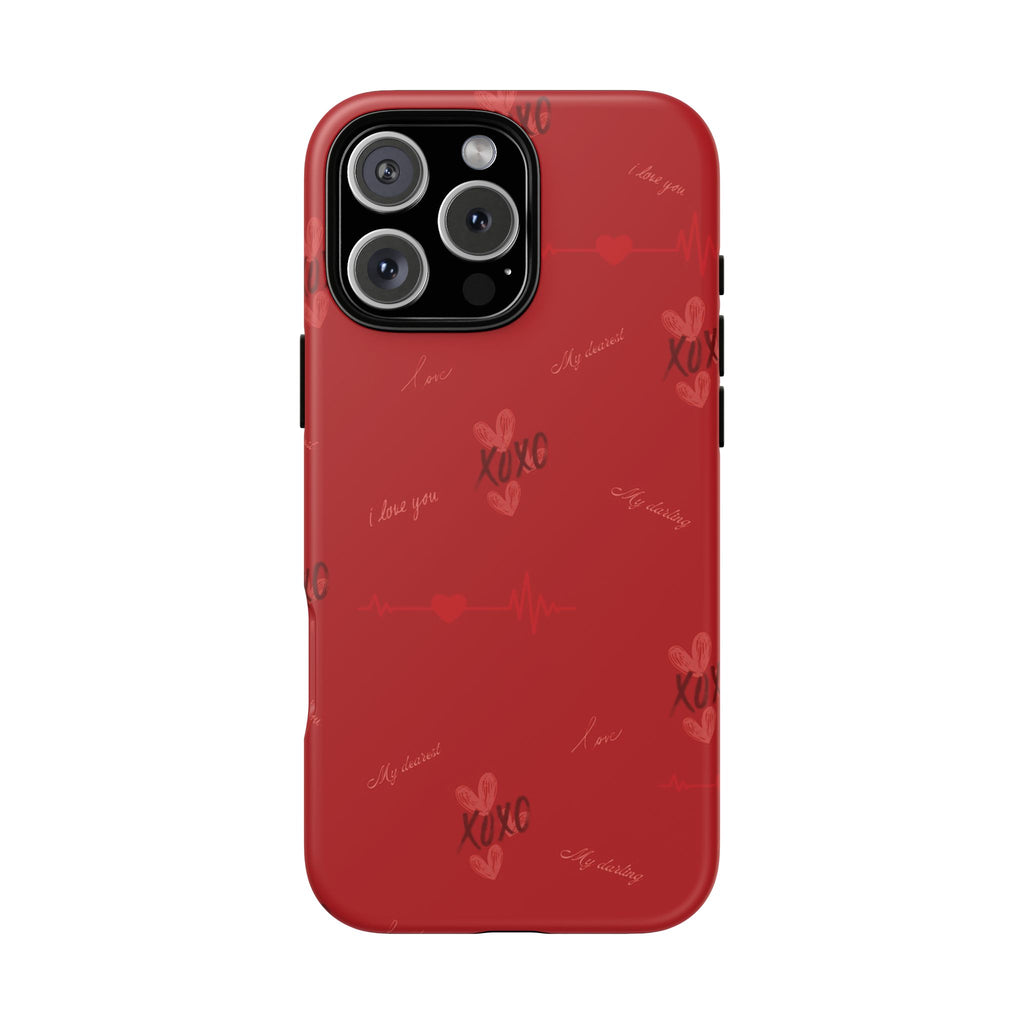 Red Heart Pattern Phone Case