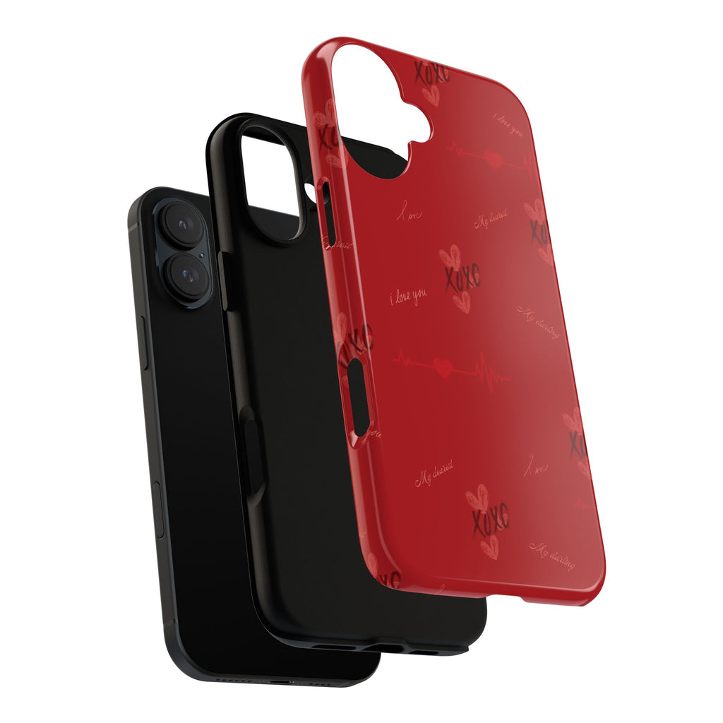 Red Heart Pattern Phone Case