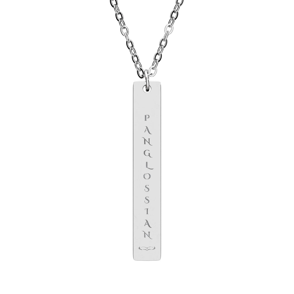 PANGLOSSIAN Engraved Vertical Bar Necklace