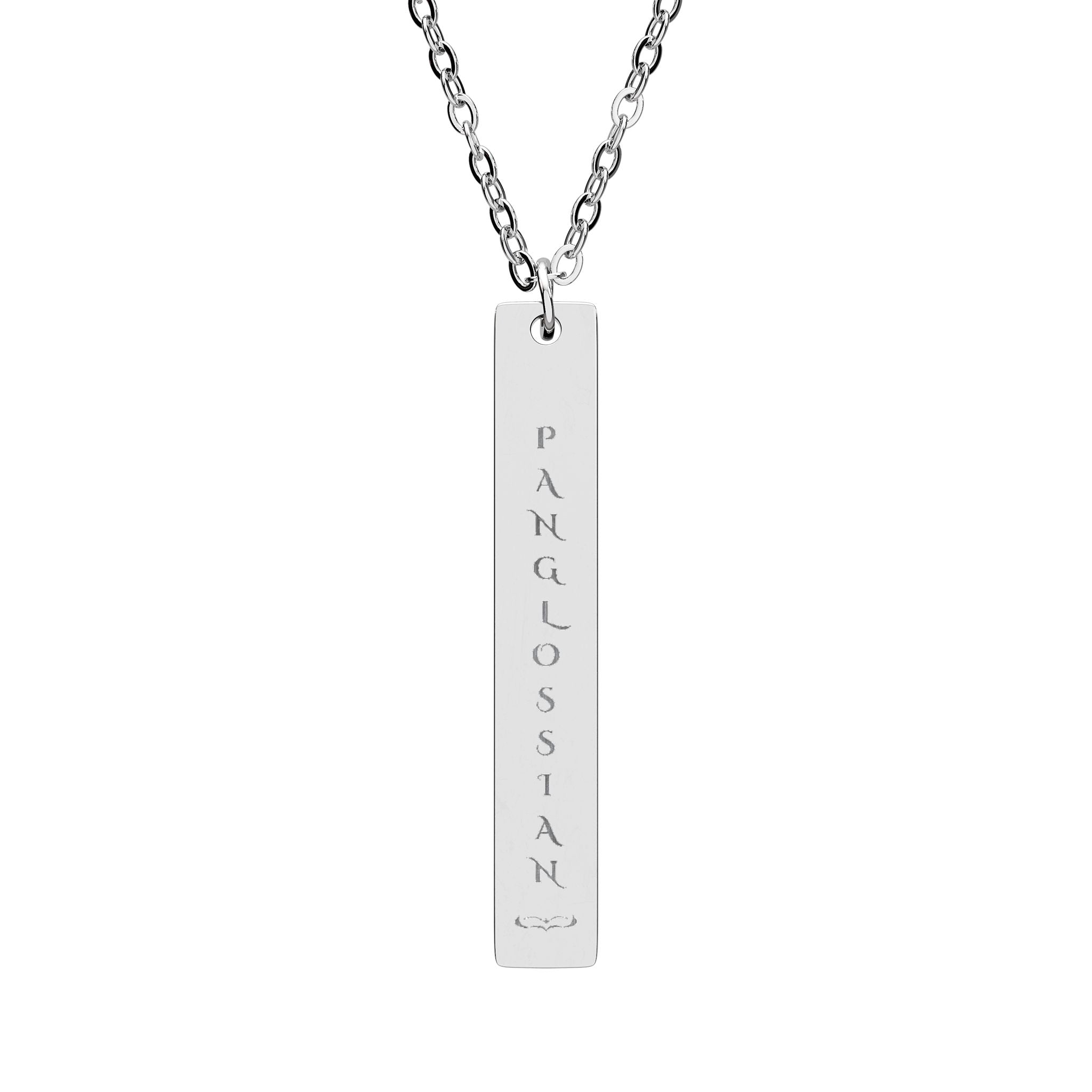 PANGLOSSIAN Engraved Vertical Bar Necklace