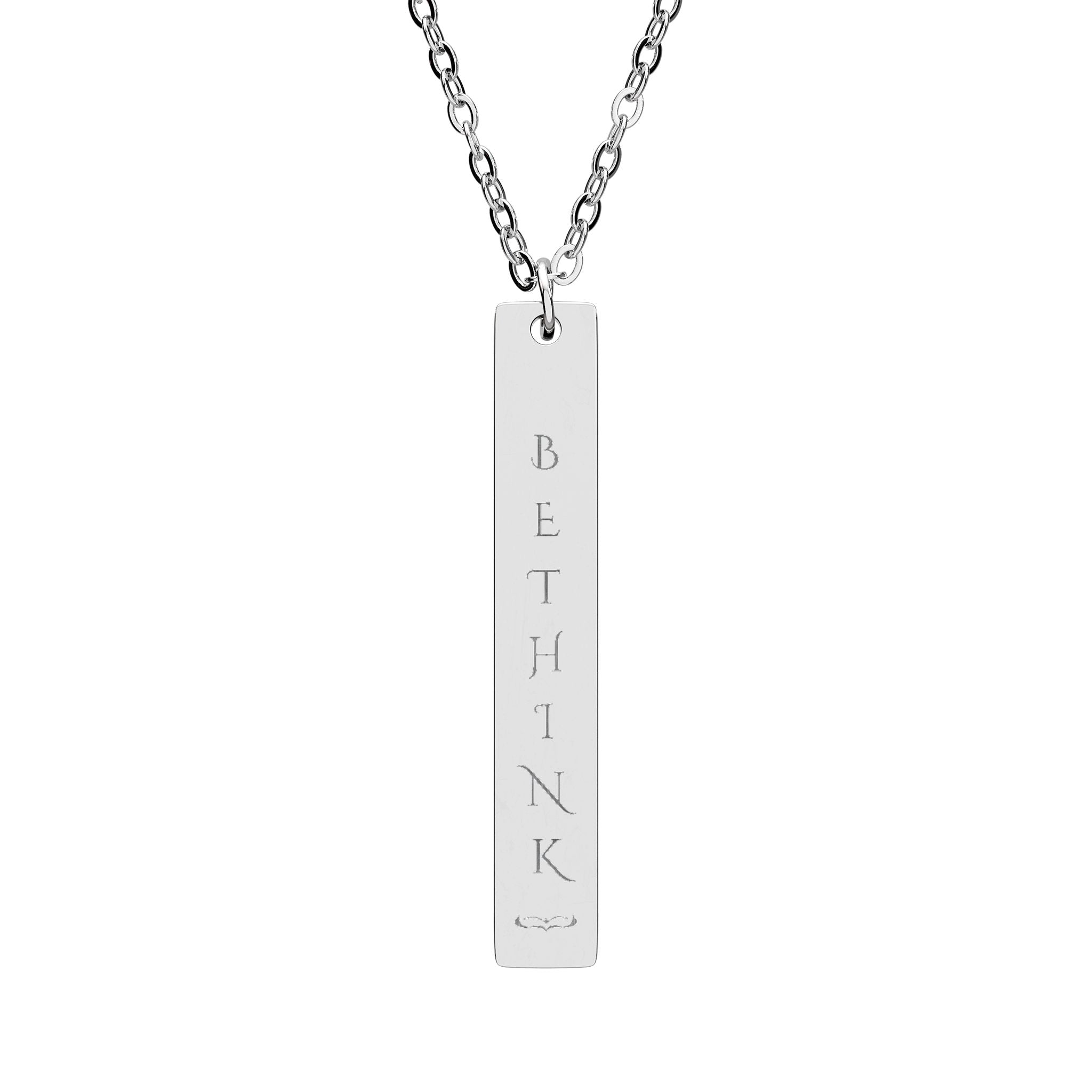 BETHINK Engraved Vertical Bar Necklace