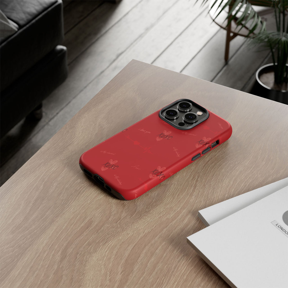 Red Heart Pattern Phone Case