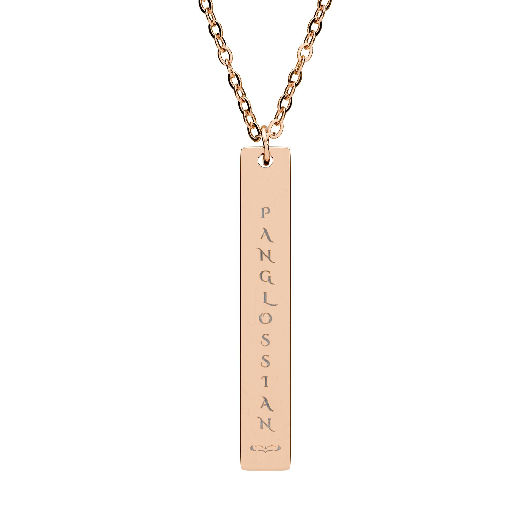 PANGLOSSIAN Engraved Vertical Bar Necklace