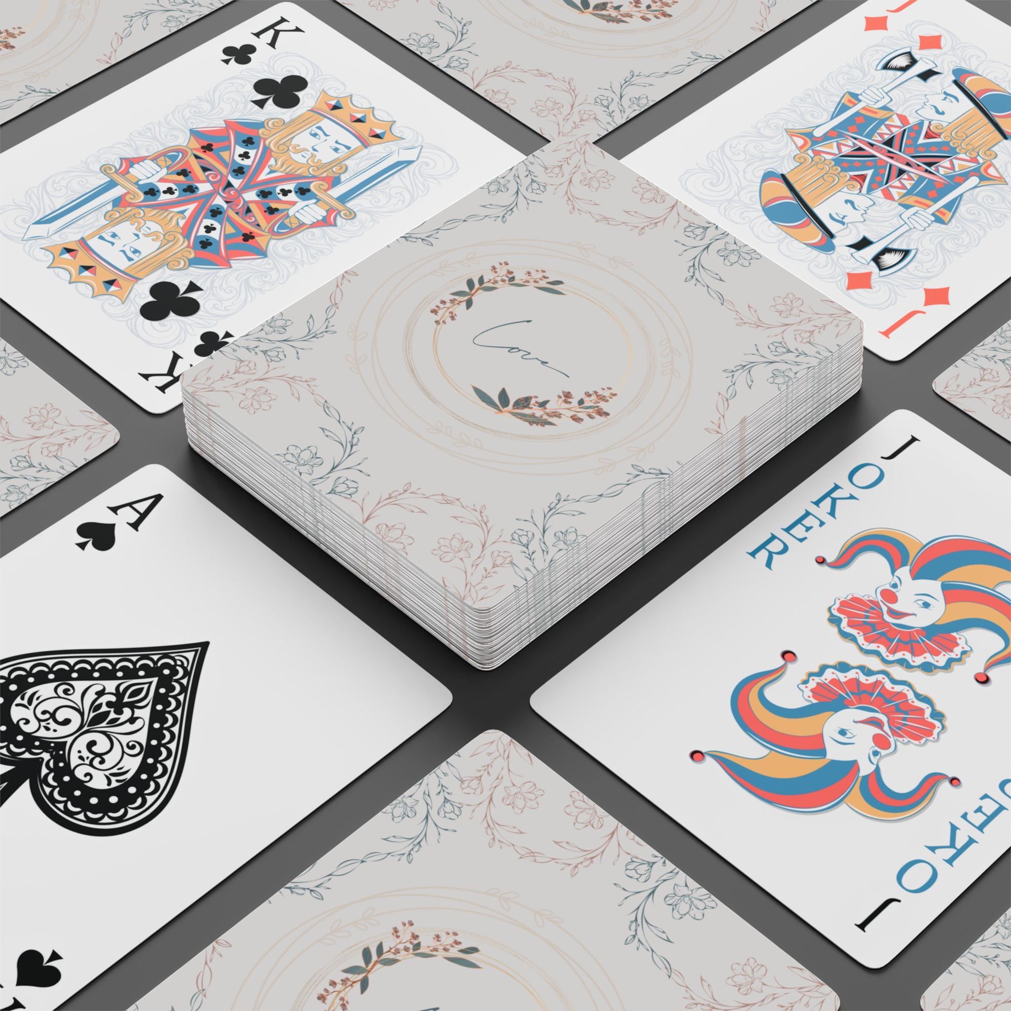Floral 'Love' Playing Cards – Elegant Wedding & Romantic Game Deck
