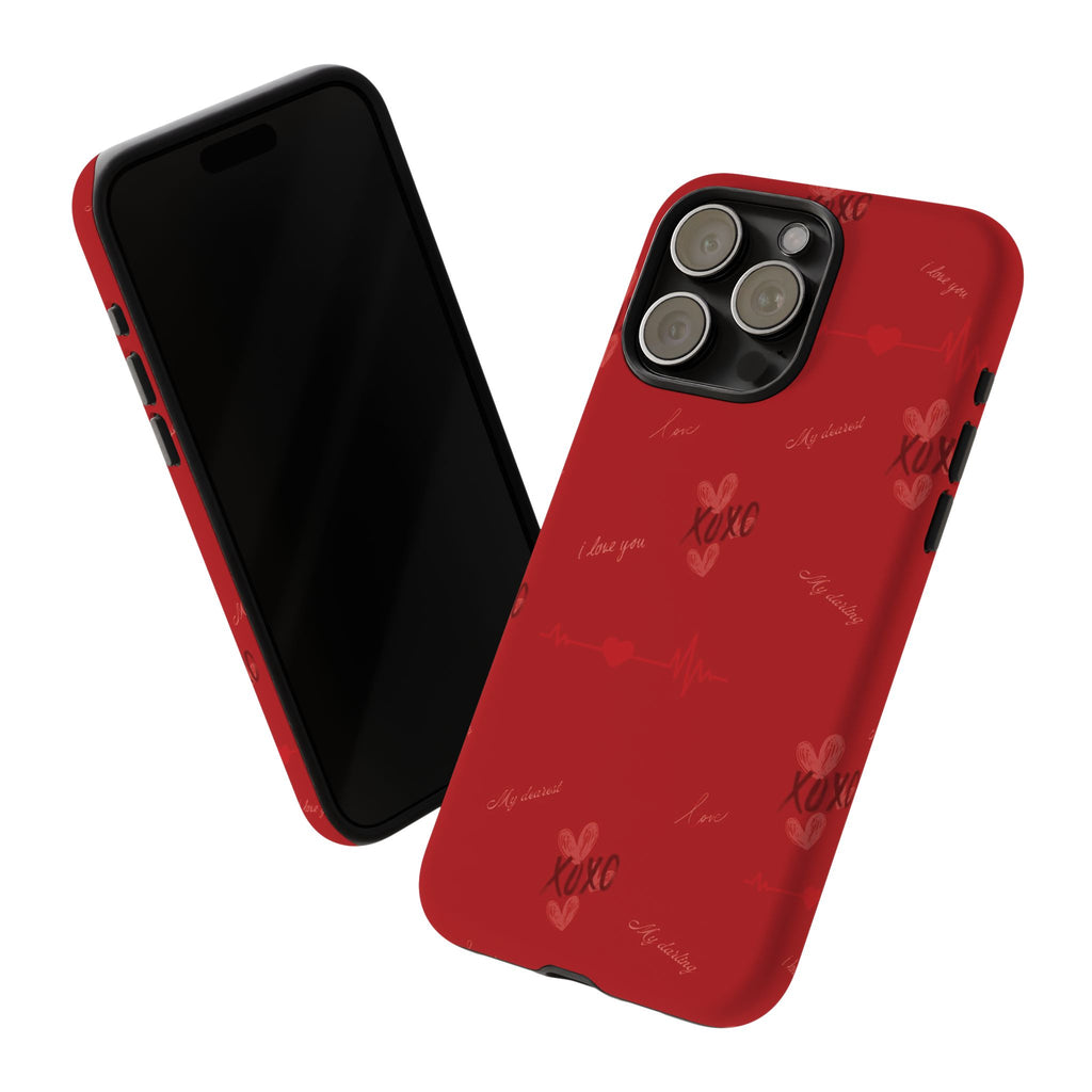 Red Heart Pattern Phone Case