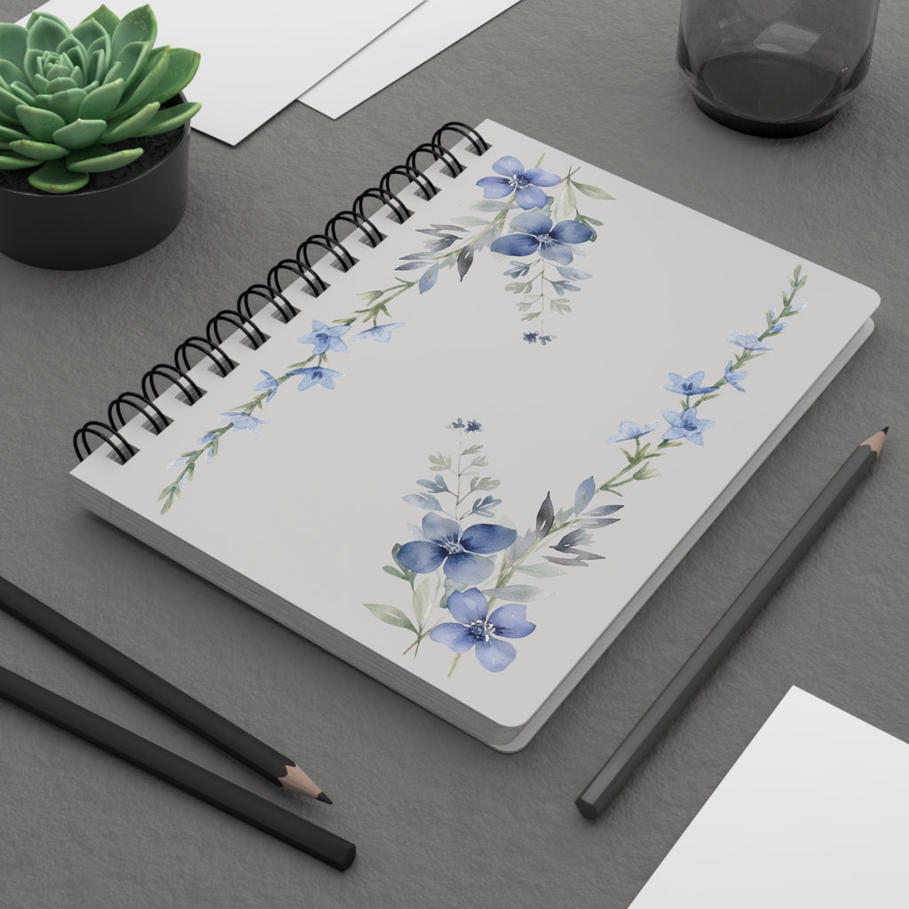 Petal Wash In Bloom - Blue Floral Spiral Journal