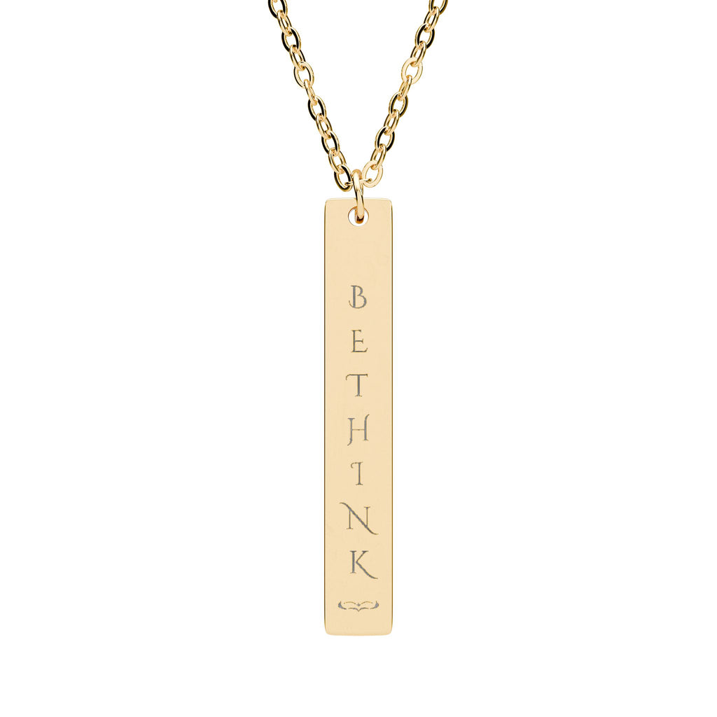 BETHINK Engraved Vertical Bar Necklace