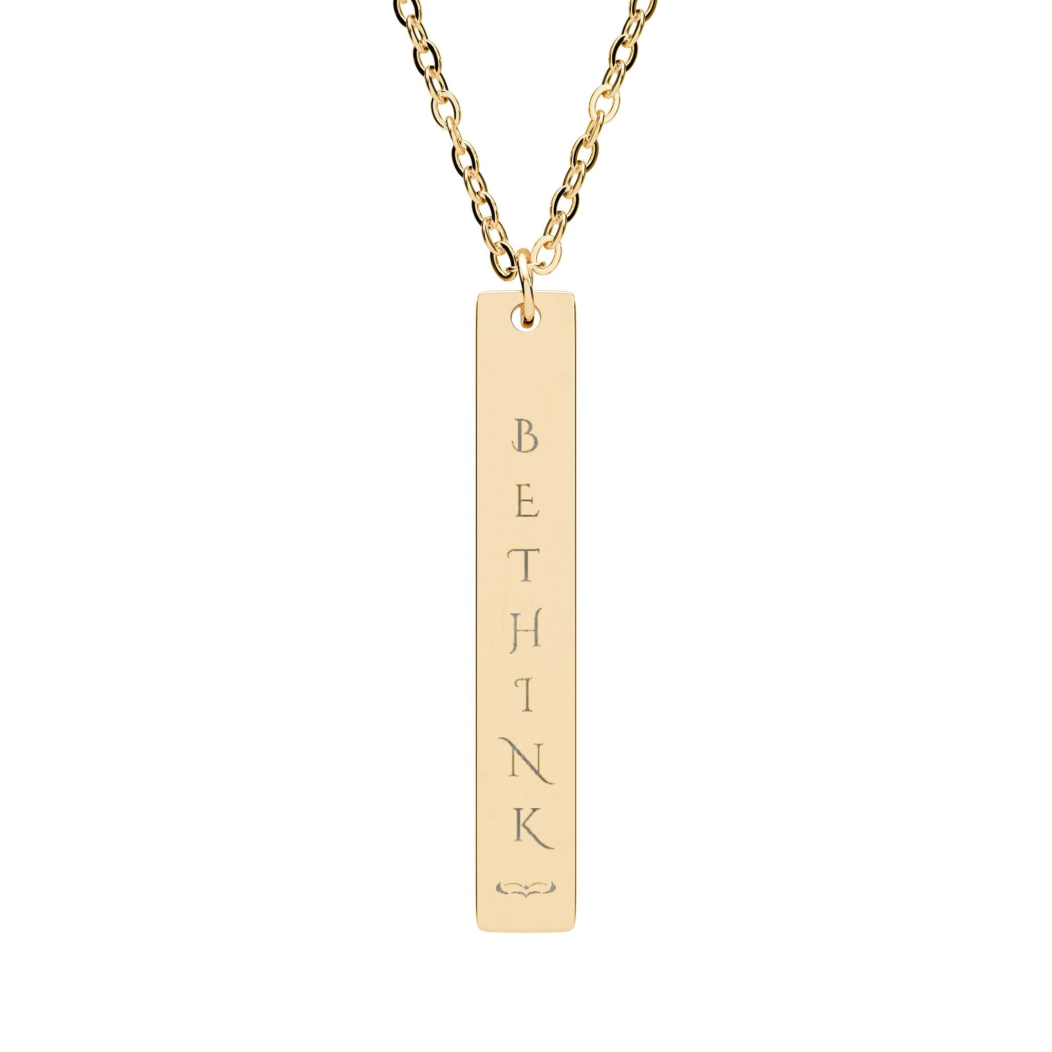 BETHINK Engraved Vertical Bar Necklace