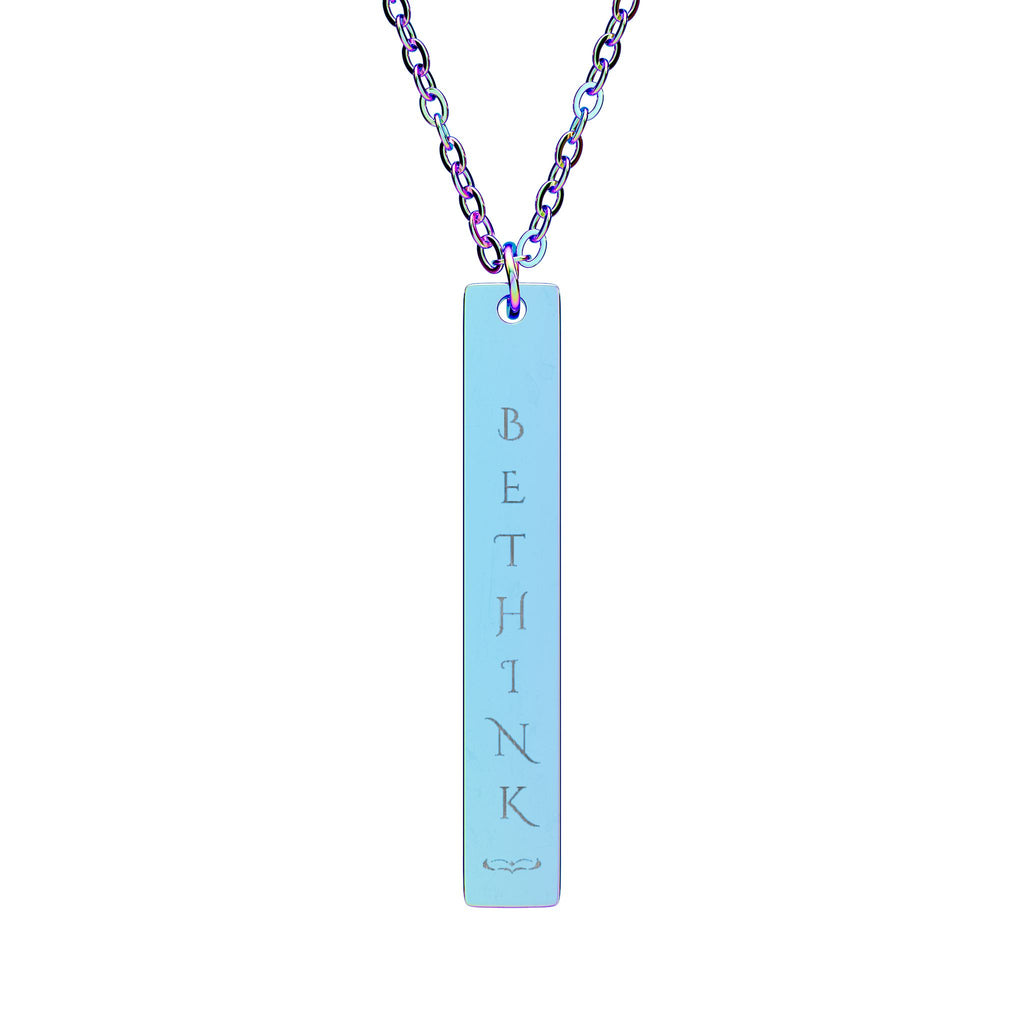 BETHINK Engraved Vertical Bar Necklace