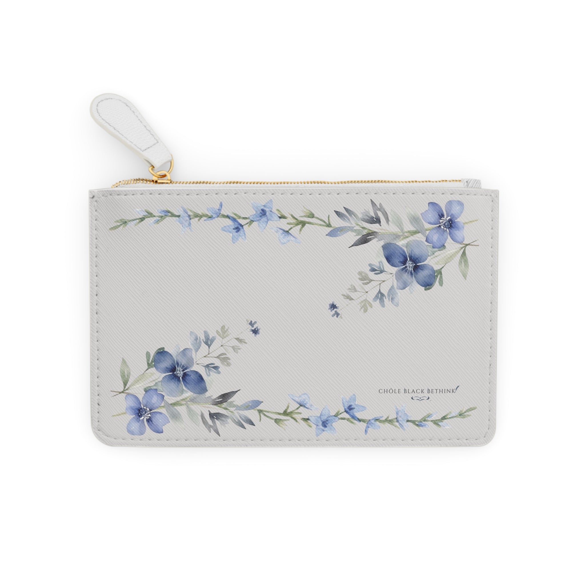 Mini Clutch — Elegant Blue Watercolor Floral
